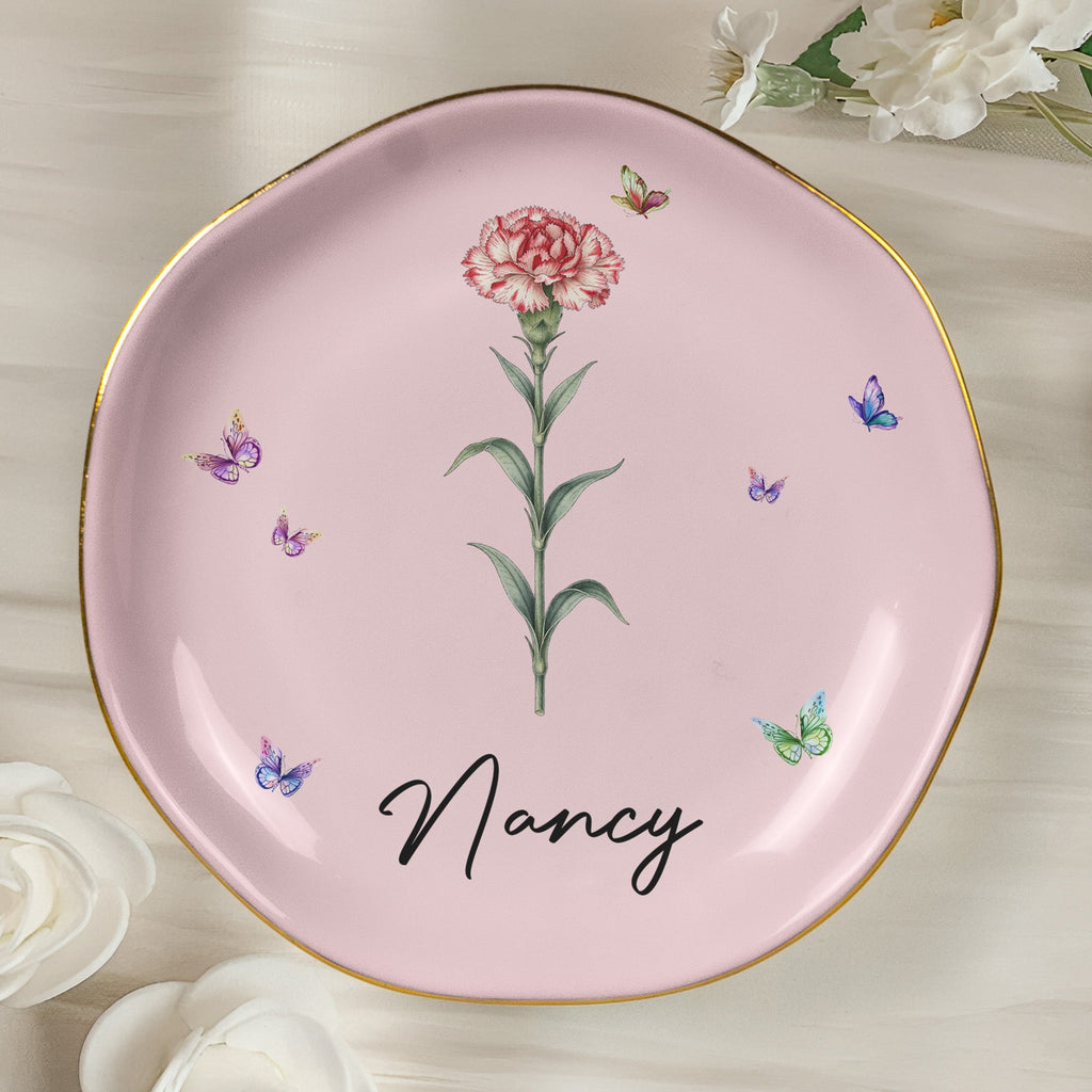 365 Birth Flower Self Gift - Personalized Jewelry Dish