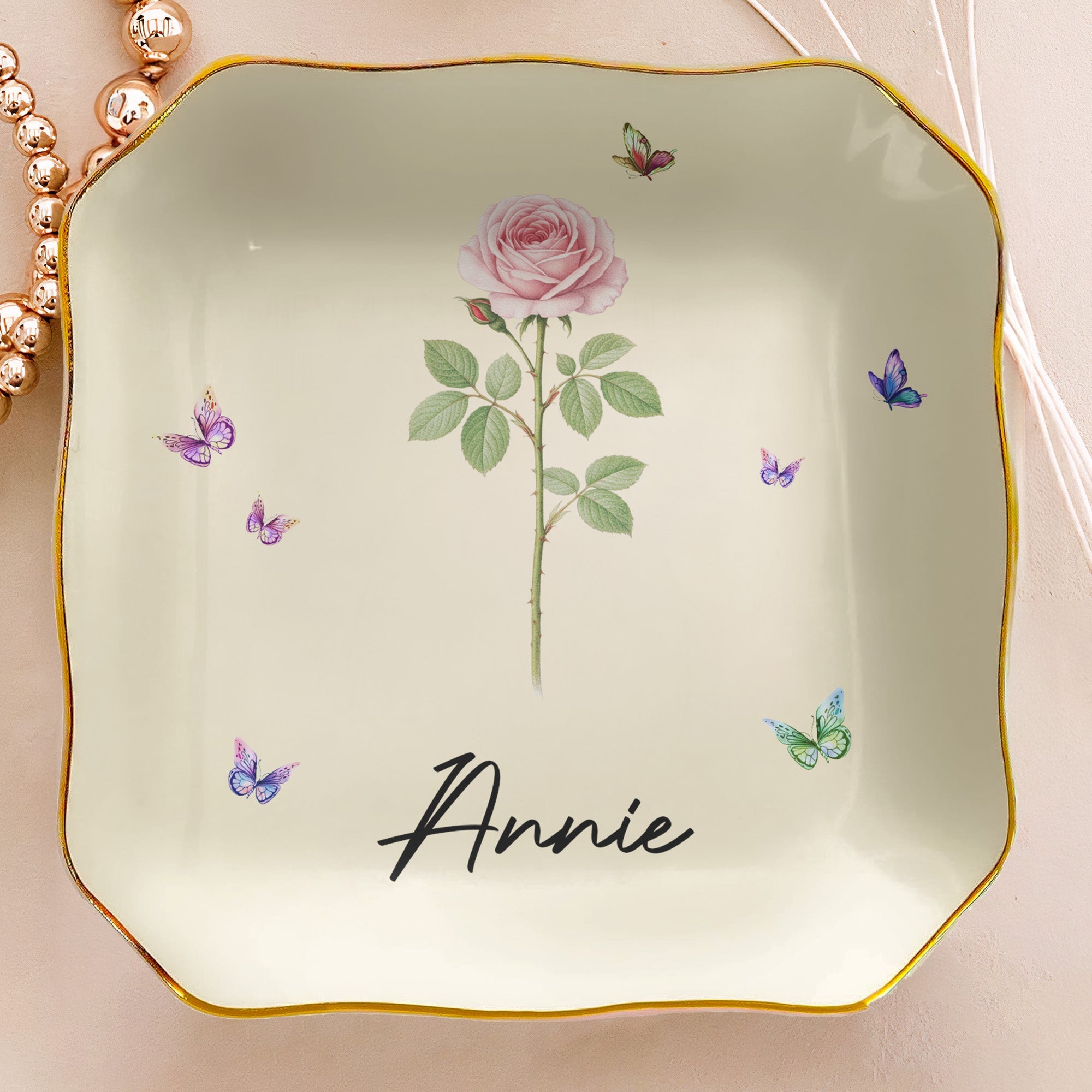 365 Birth Flower Self Gift - Personalized Jewelry Dish