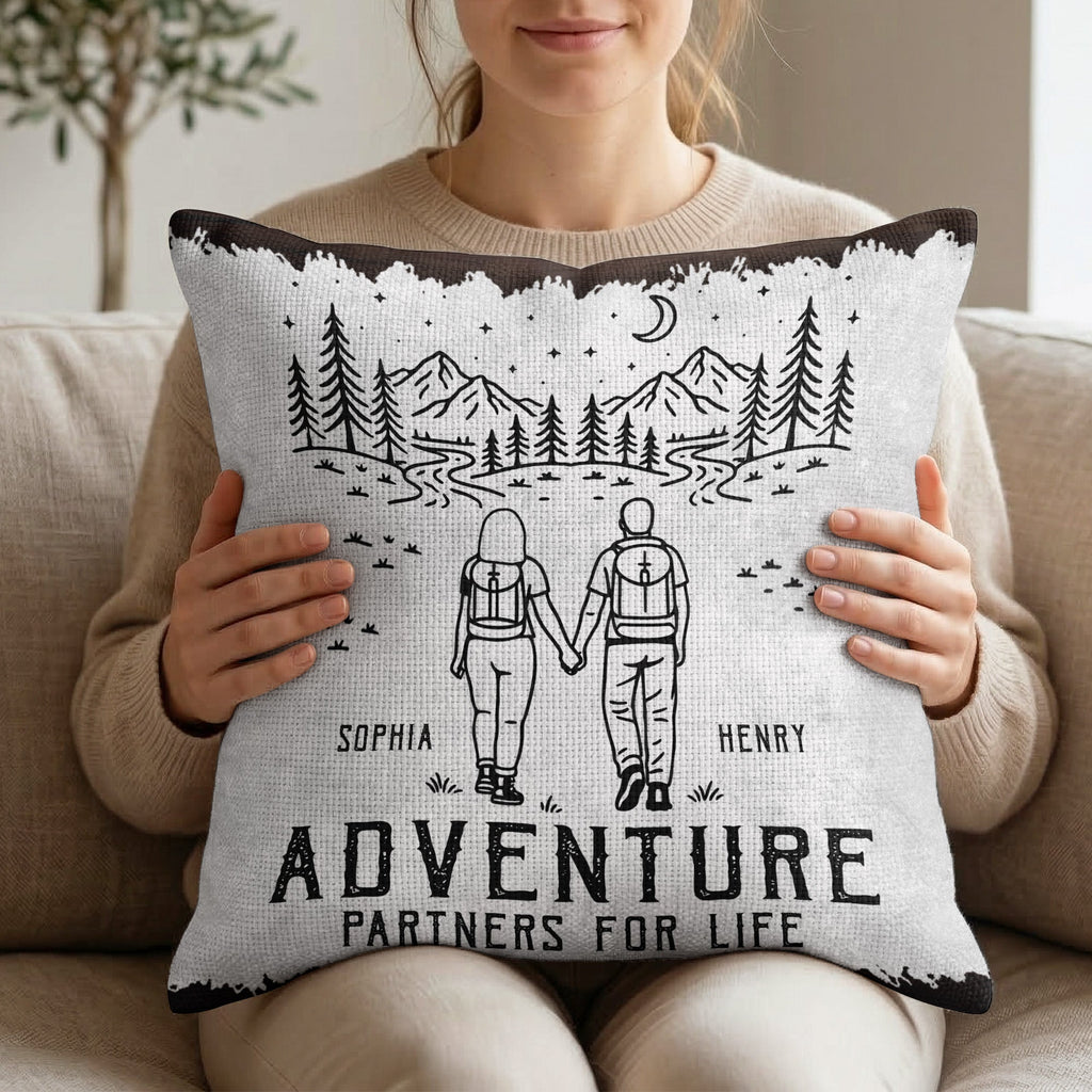 Adventure Partners For Life Couple Gift - Personalized Pillow Cover