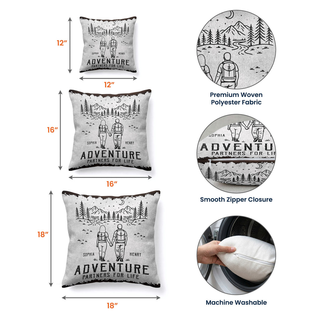 Adventure Partners For Life Couple Gift - Personalized Pillow Cover