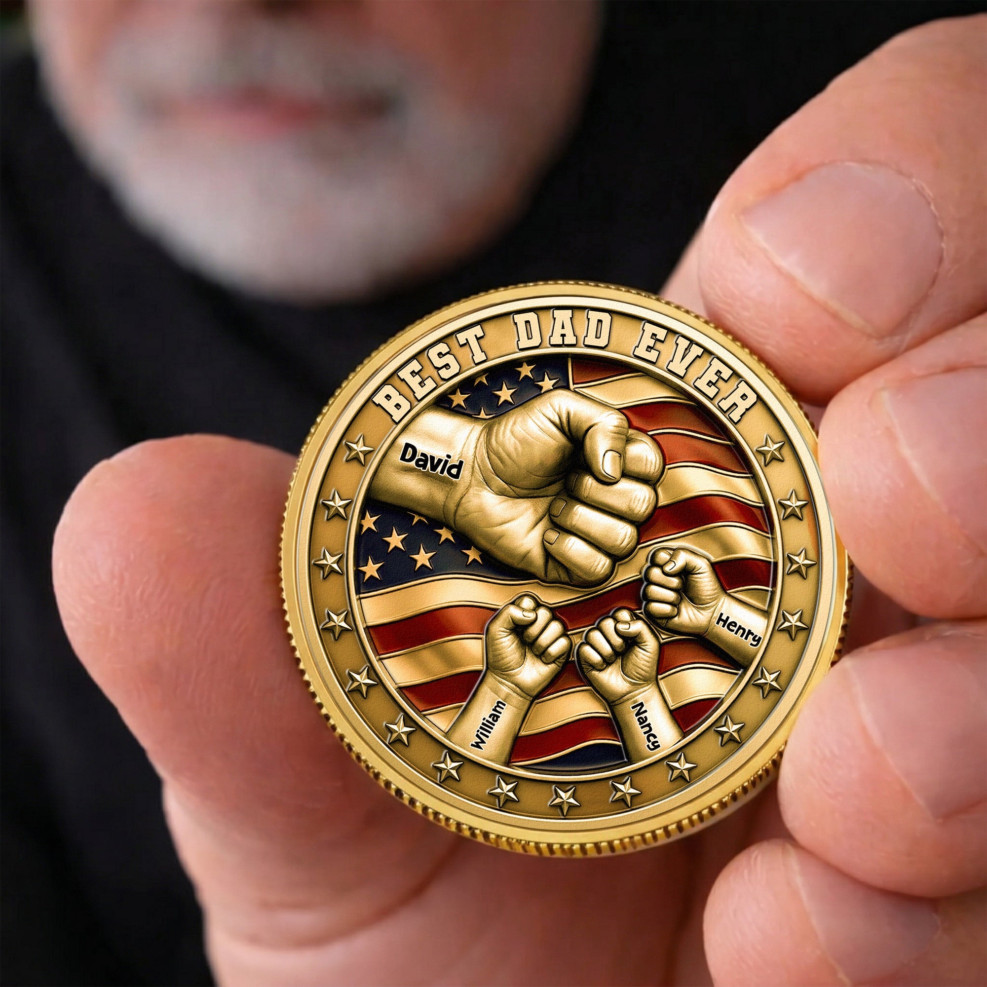 Father's Day Gifts, Best Dad Ever USA 250Th Anniversary - Personalized Coin