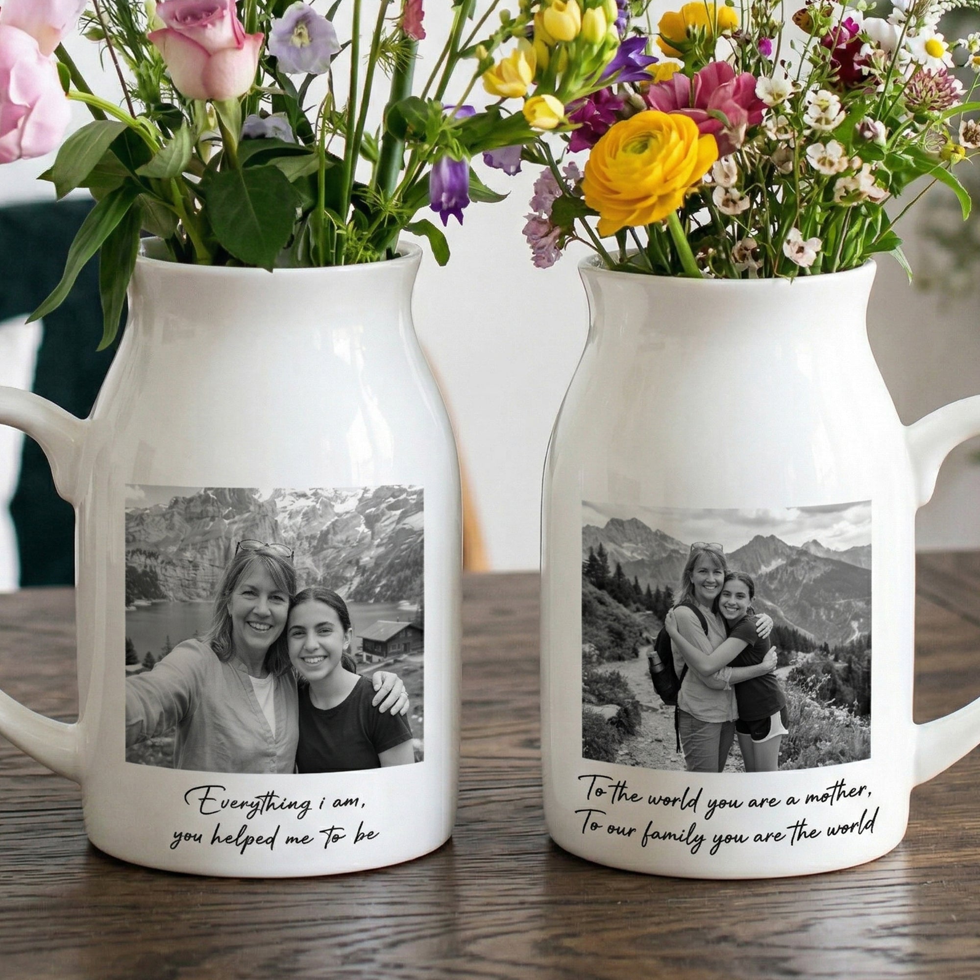 Mother's Day Gifts, Custom Vintage Photo Mom And Children - Thank You Gifts For Mom - Personalized Vase
