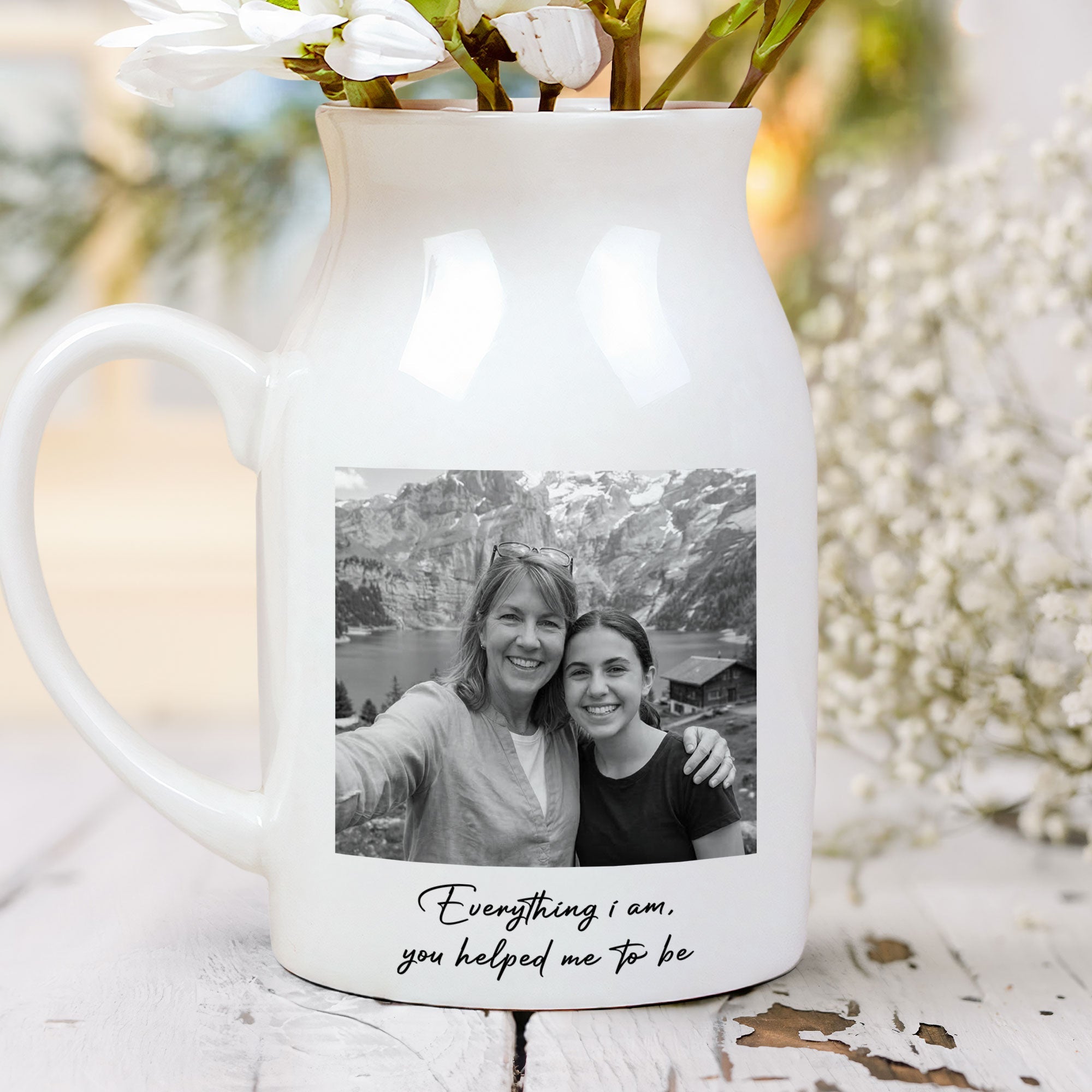 Mother's Day Gifts, Custom Vintage Photo Mom And Children - Thank You Gifts For Mom - Personalized Vase