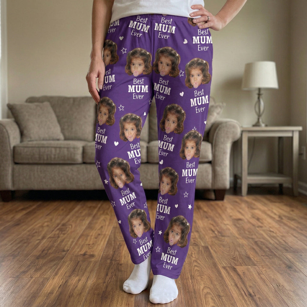 Mother's Day Gifts, Best Mom Ever Gift For Mom Custom Kids Faces - Personalized Lounge Pants
