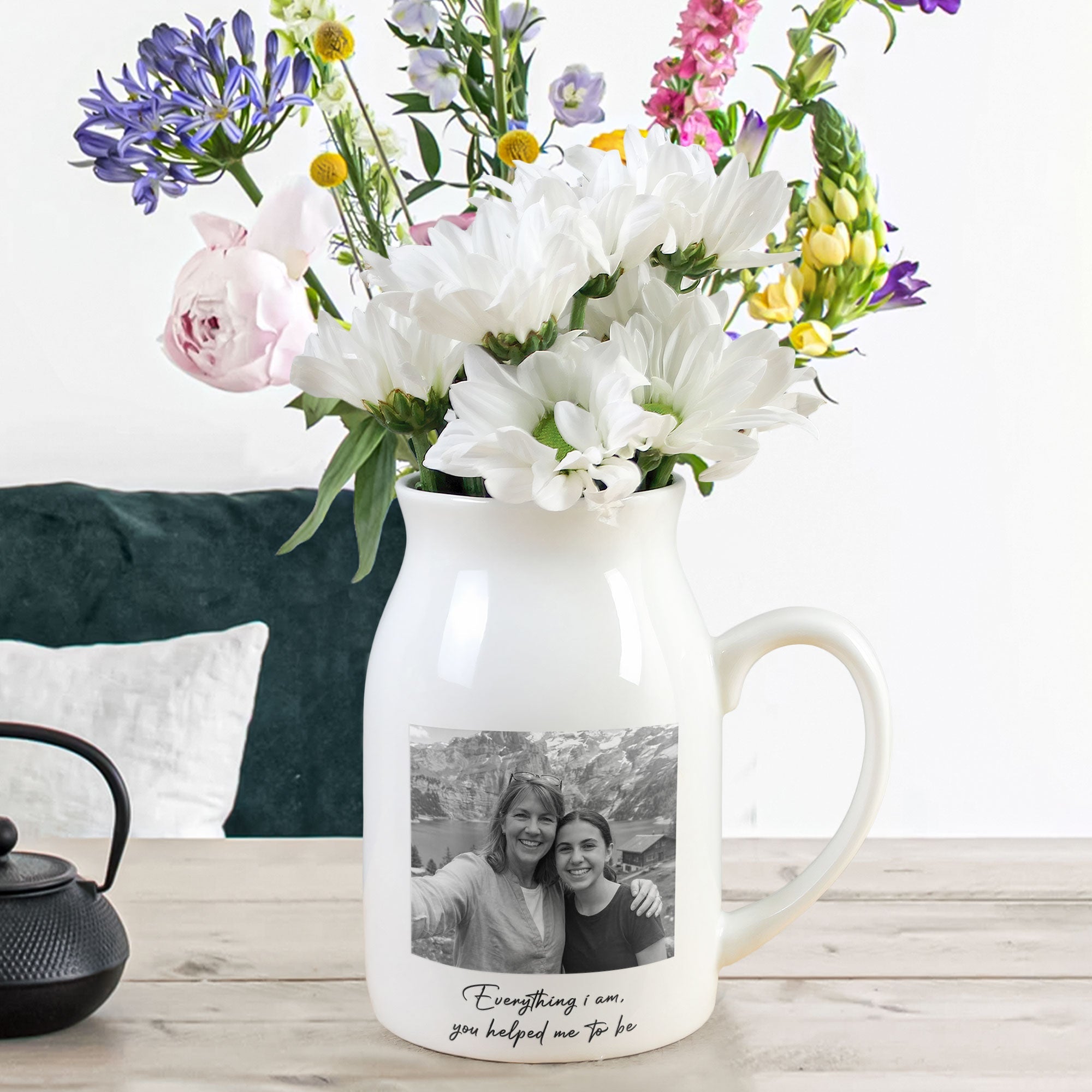 Mother's Day Gifts, Custom Vintage Photo Mom And Children - Thank You Gifts For Mom - Personalized Vase