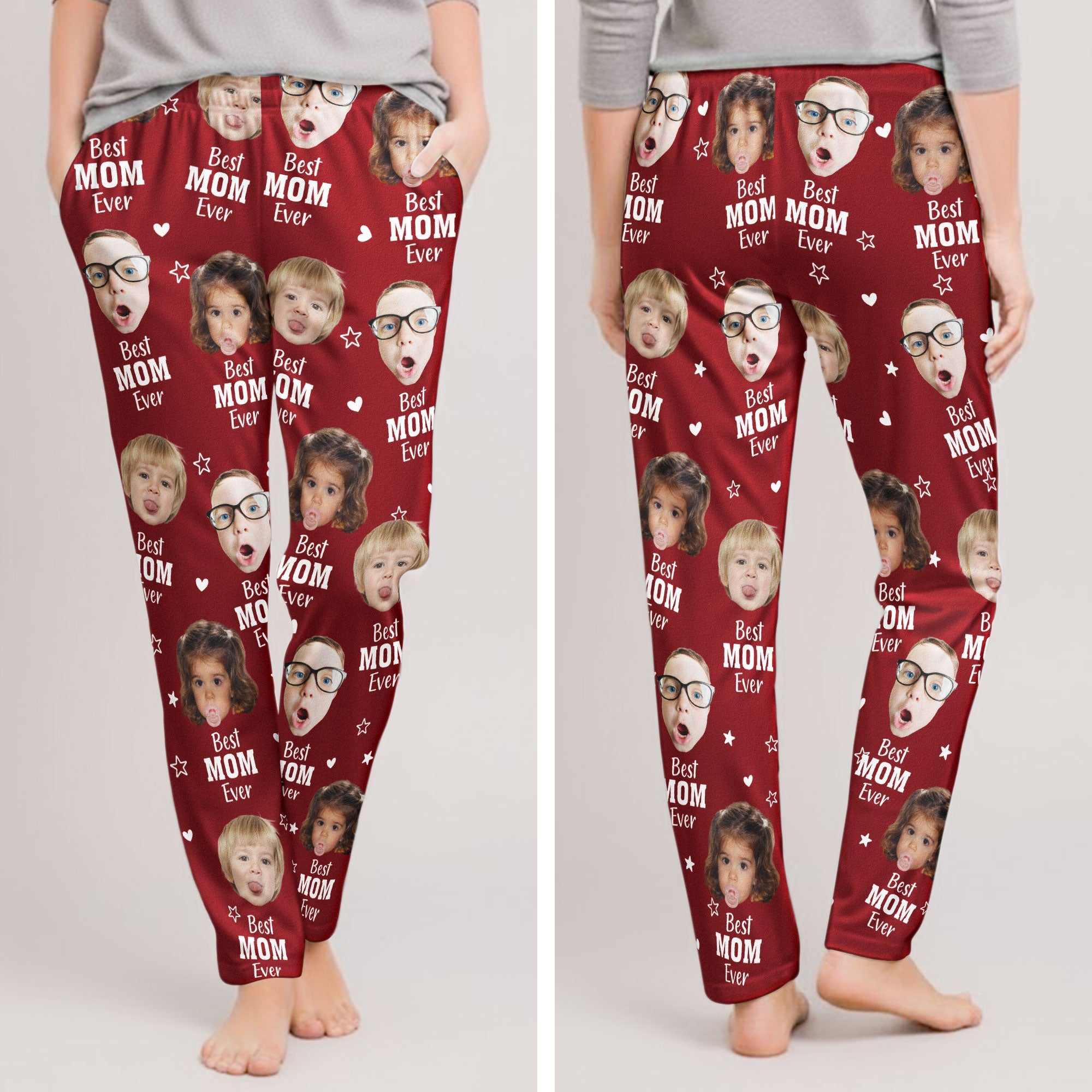 Mother's Day Gifts, Best Mom Ever Gift For Mom Custom Kids Faces - Personalized Lounge Pants