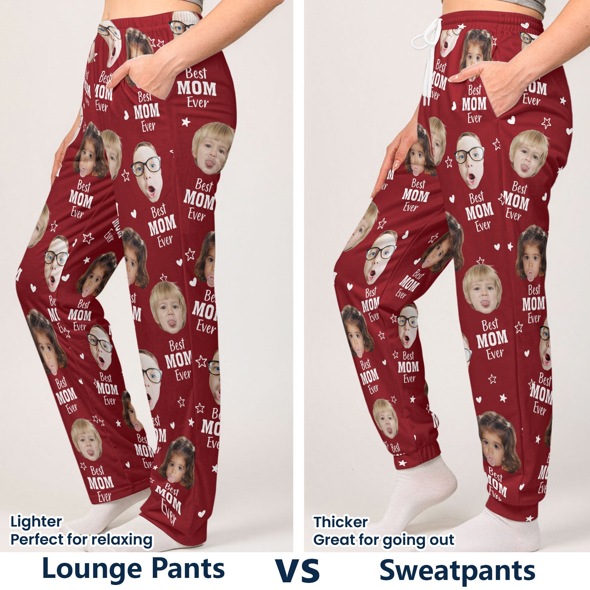 Mother's Day Gifts, Best Mom Ever Gift For Mom Custom Kids Faces - Personalized Lounge Pants
