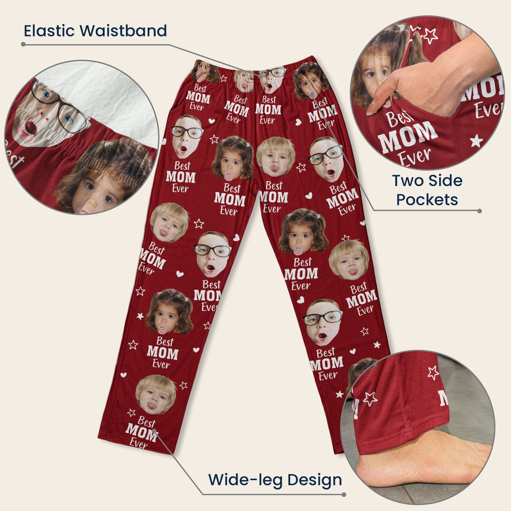 Mother's Day Gifts, Best Mom Ever Gift For Mom Custom Kids Faces - Personalized Lounge Pants