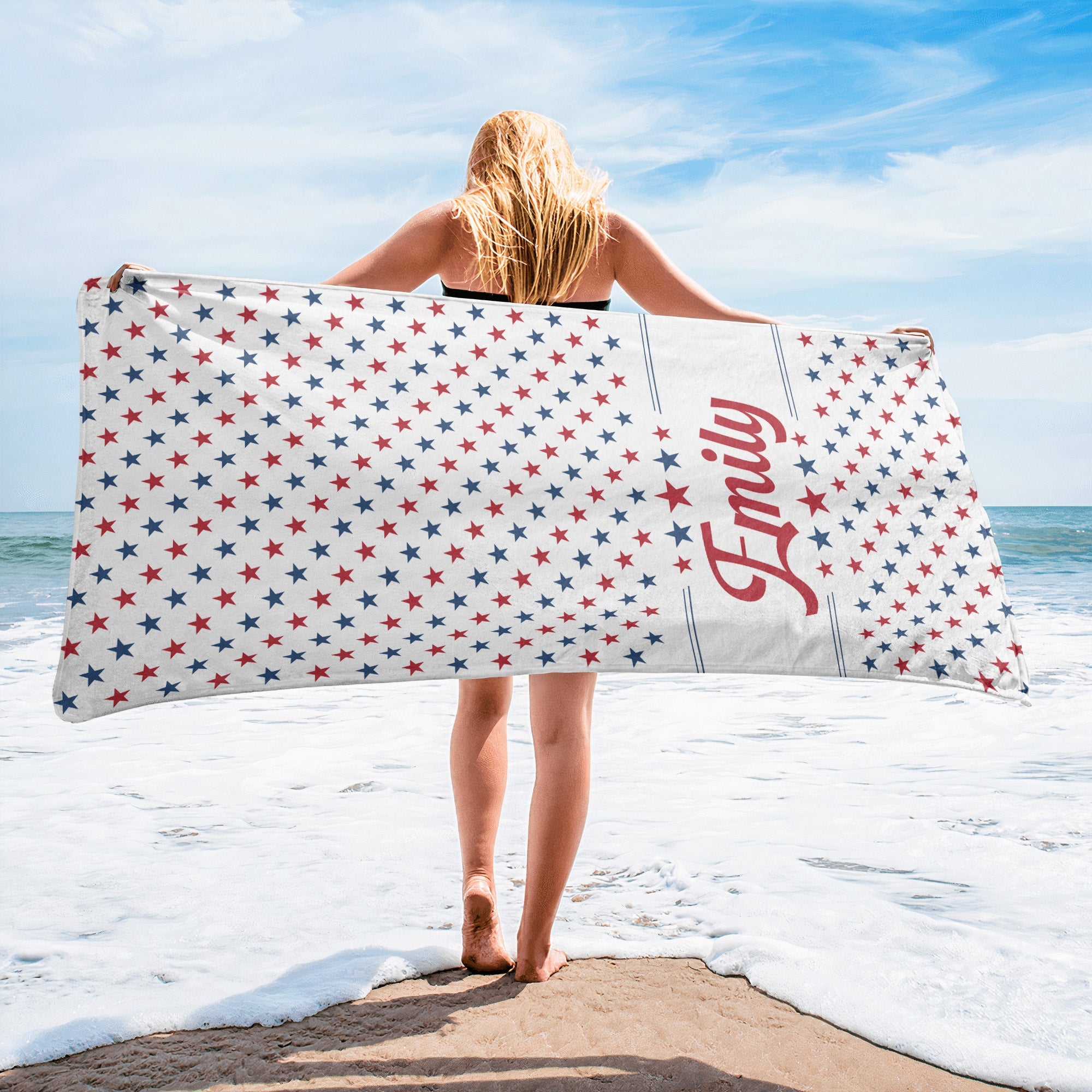 Chill The Fourth Out Red White & 250 - Personalized Beach Towel