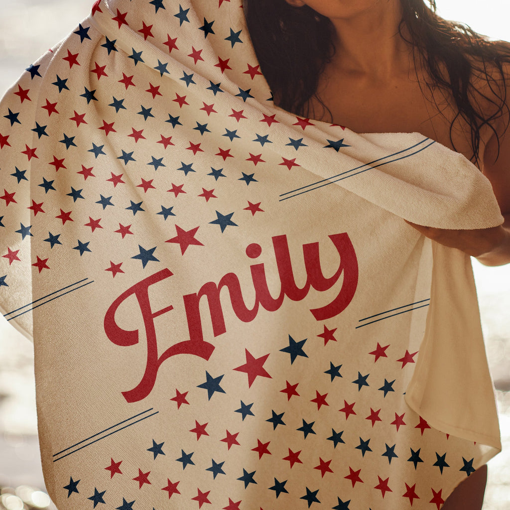Chill The Fourth Out Red White & 250 - Personalized Beach Towel