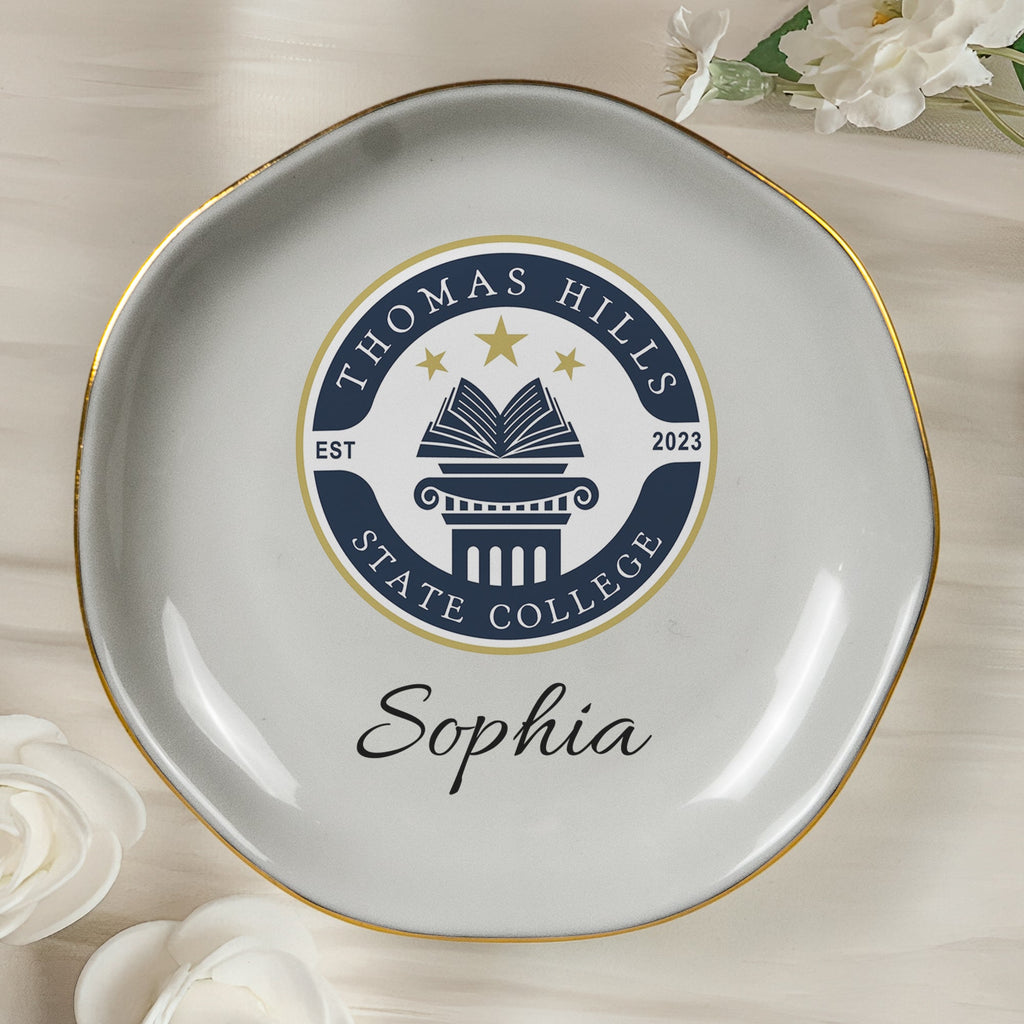 School Logo, High School Logo, Club Logo Graduation Photo - Personalized Jewelry Dish