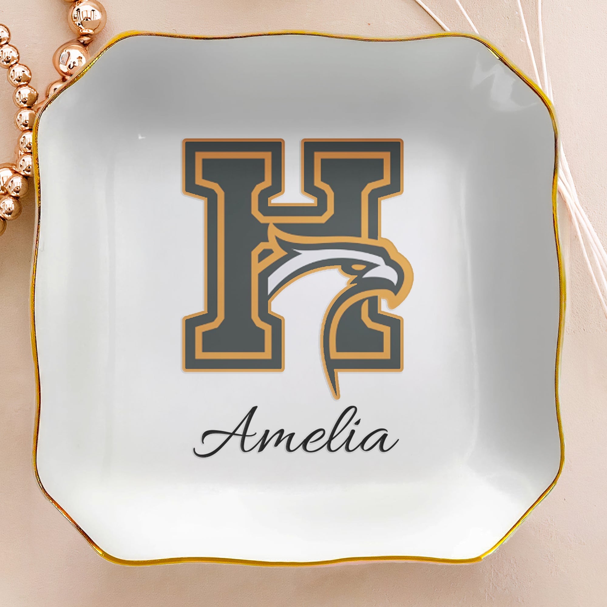 School Logo, High School Logo, Club Logo Graduation Photo - Personalized Jewelry Dish