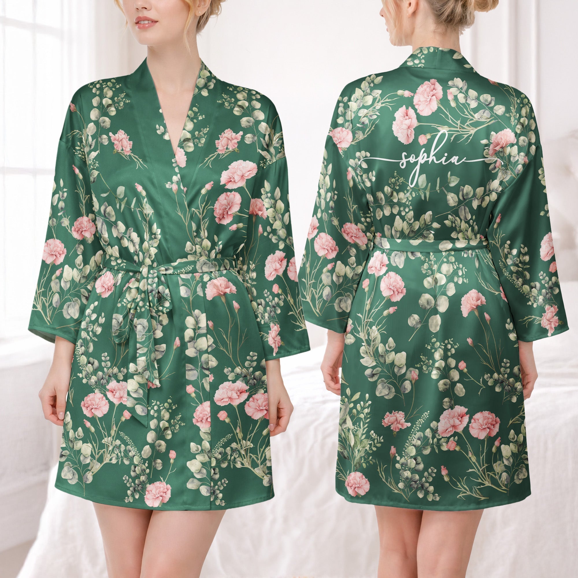 Custom Birth Flower & Names For Her, Bridesmaids, Friends, Sisters, Mom, Daughter - Personalized Robe