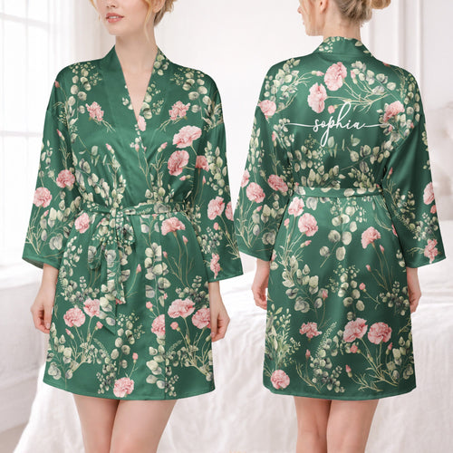 Custom Birth Flower & Names For Her, Bridesmaids, Friends, Sisters, Mom, Daughter - Personalized Robe