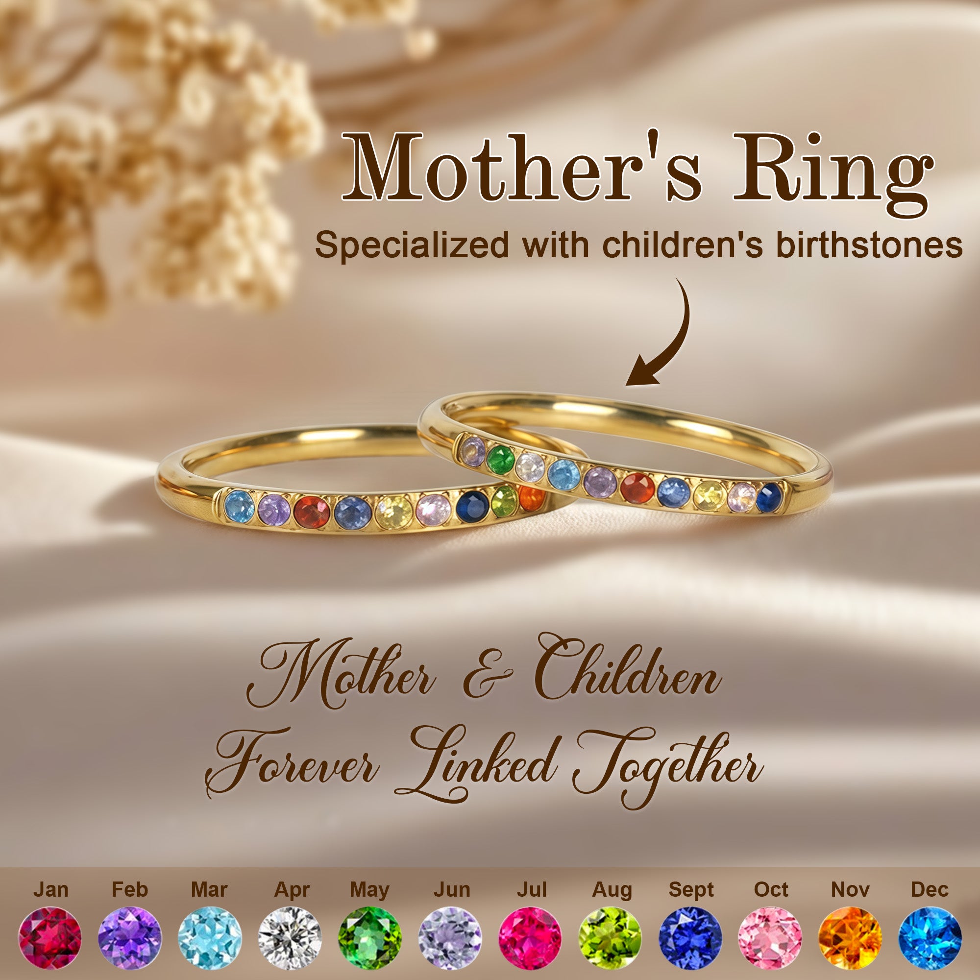 Mother's Day Gifts, Custom Birthstone Ring Gift For Mom, Wife, Grandma - Personalized Ring