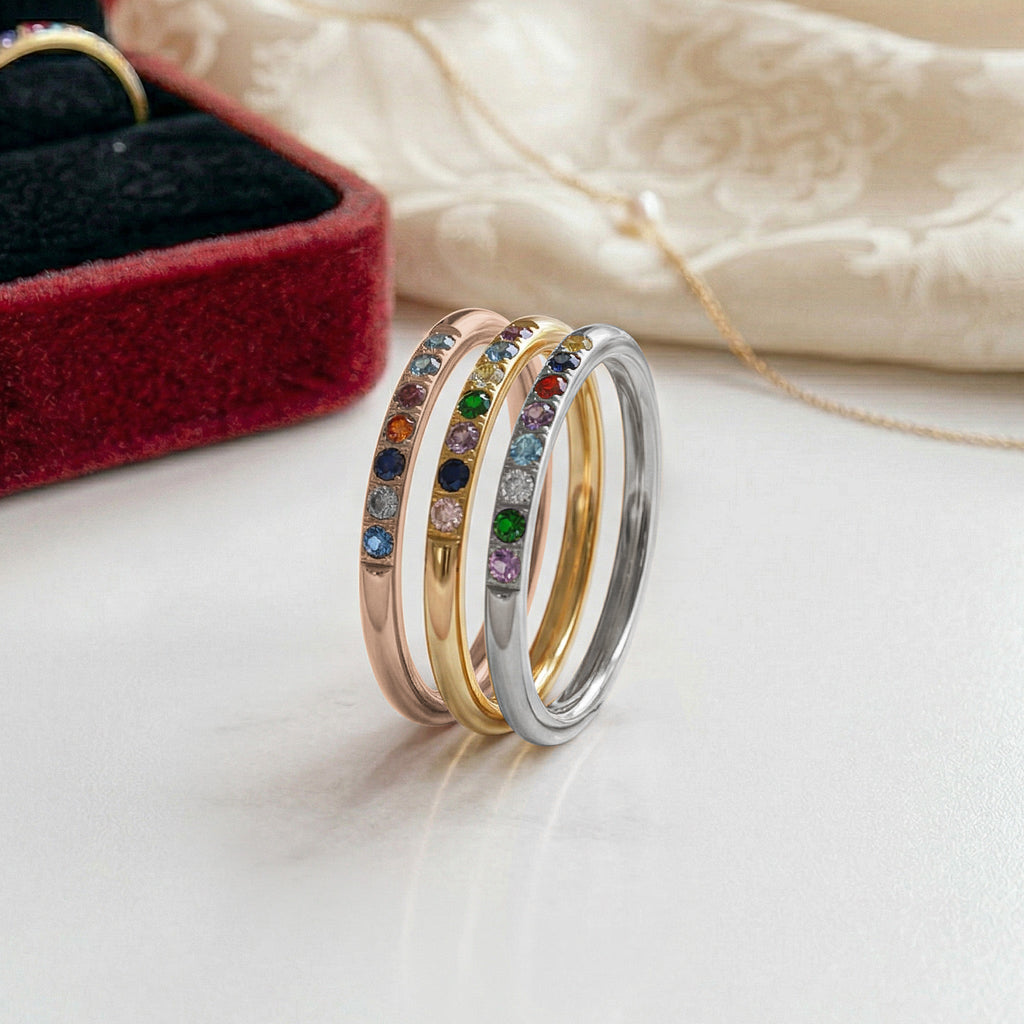 Mother's Day Gifts, Custom Birthstone Ring Gift For Mom, Wife, Grandma - Personalized Ring