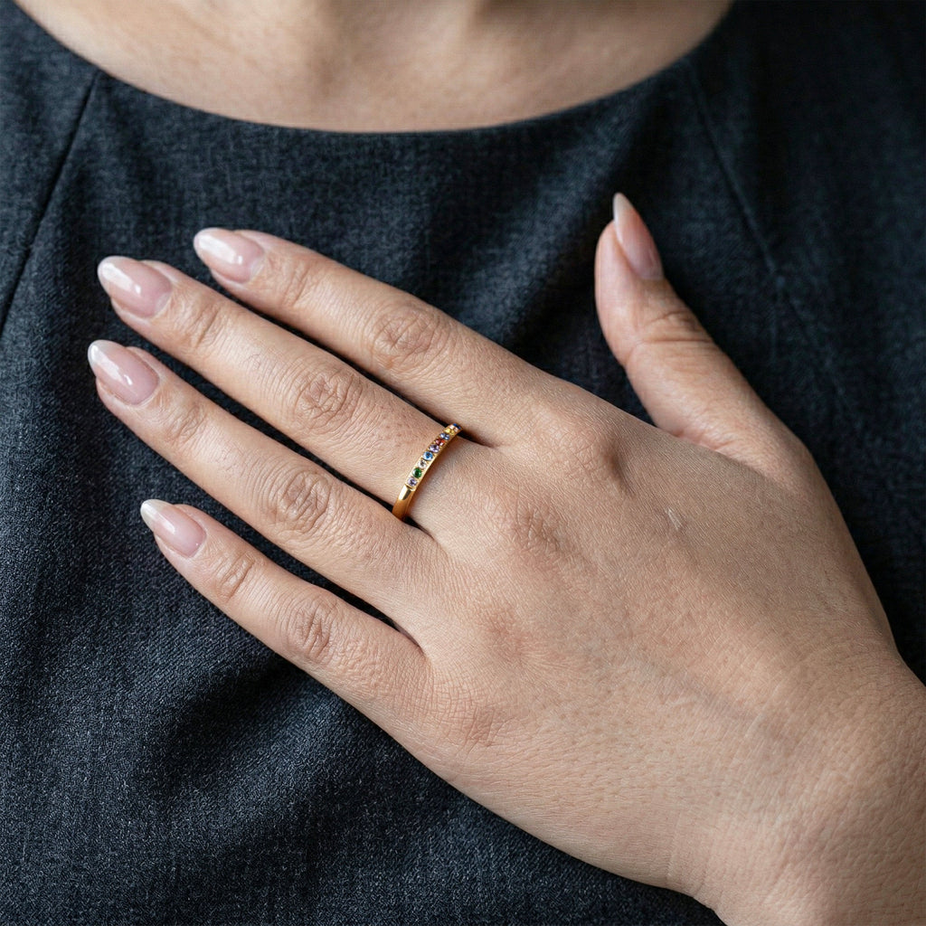 Mother's Day Gifts, Custom Birthstone Ring Gift For Mom, Wife, Grandma - Personalized Ring