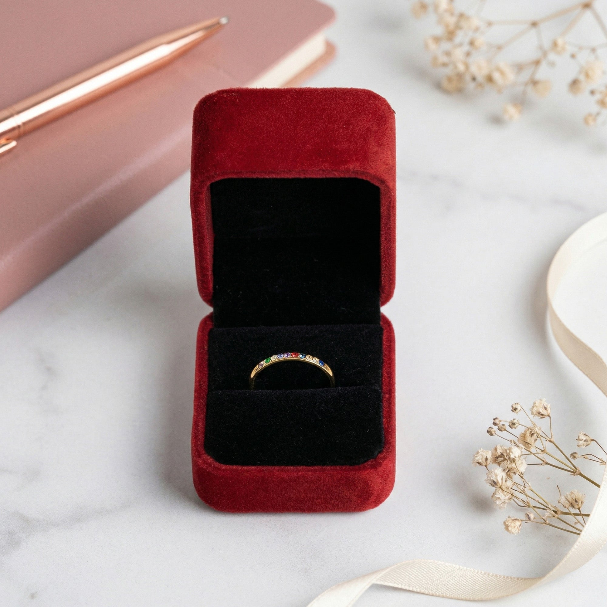 Mother's Day Gifts, Custom Birthstone Ring Gift For Mom, Wife, Grandma - Personalized Ring