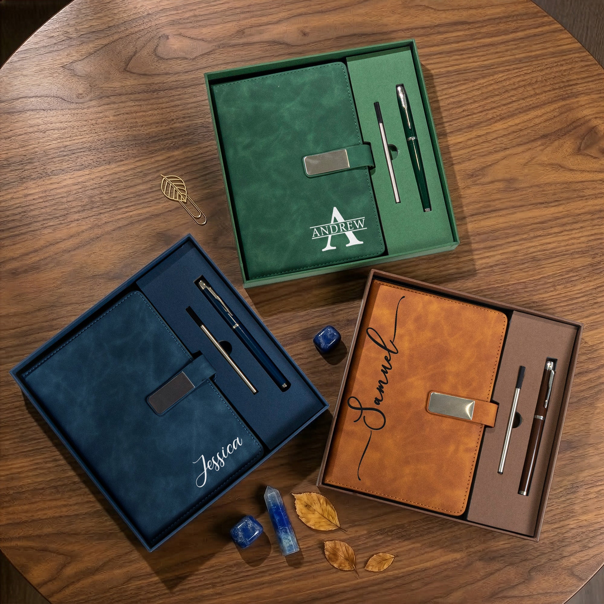 Custom Monogram Initial Name For Her, Him - Personalized Notebook Set