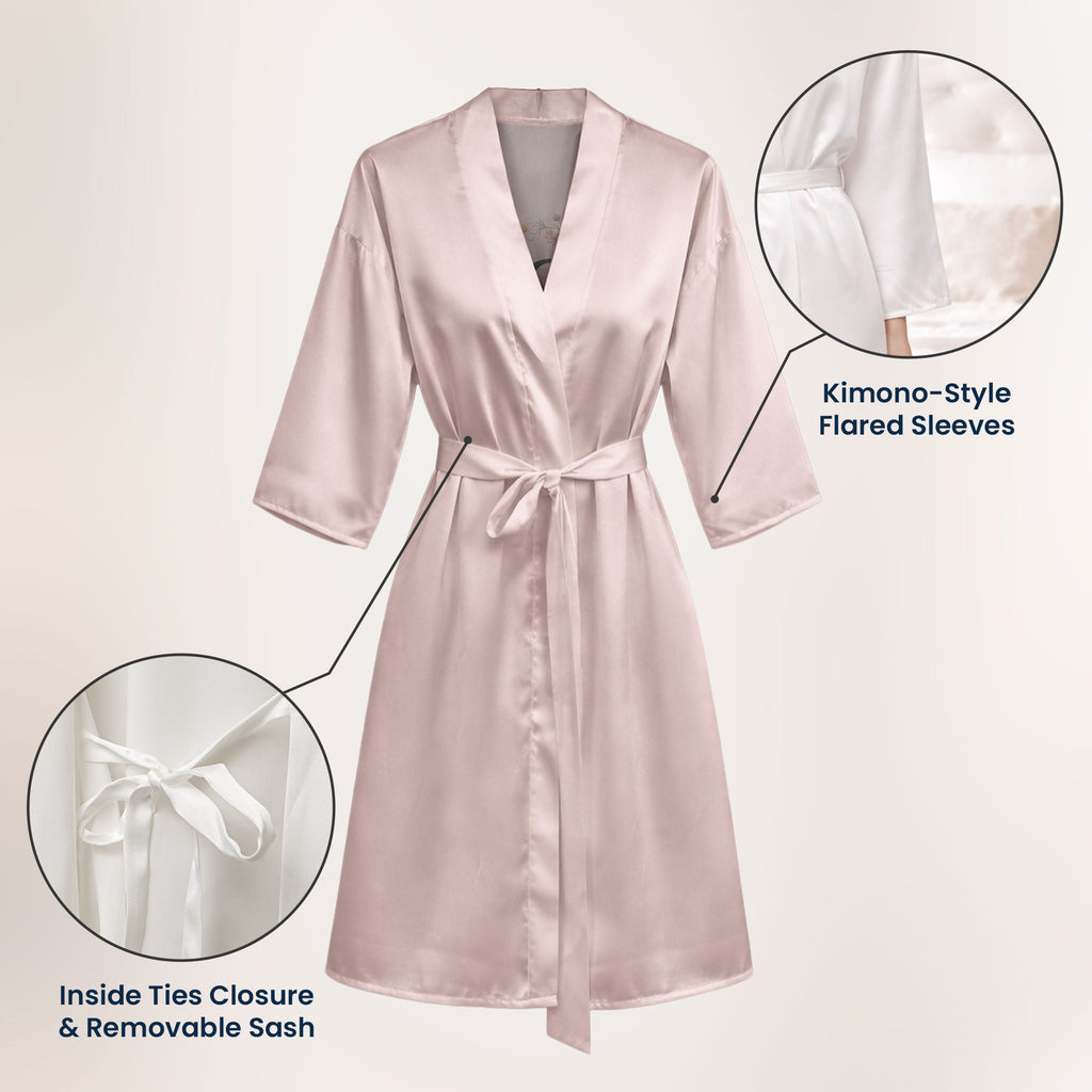 Custom Name And Birth Flower Bridesmaid Wedding Birthday Robe - Personalized Robe