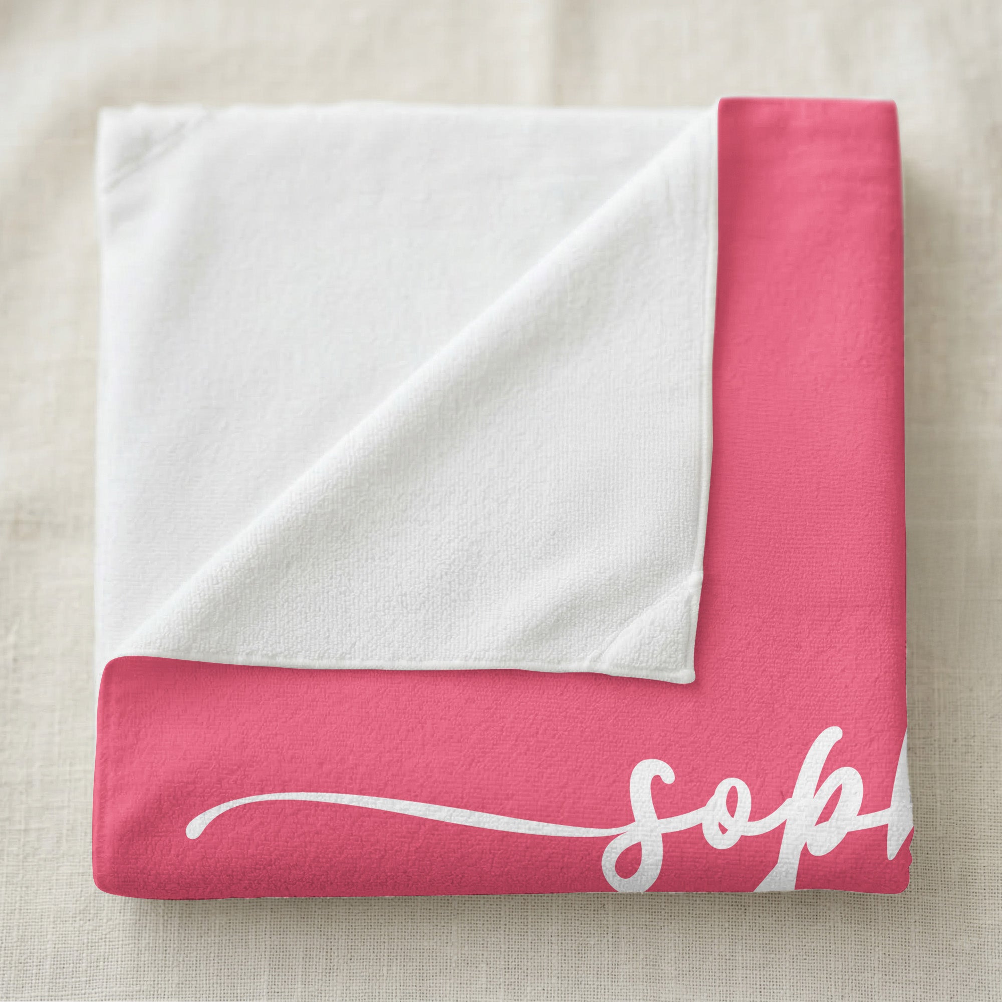 Custom Name & Birth Flower Gift For Her, Sisters, Daughter, Friends - Personalized Beach Towel