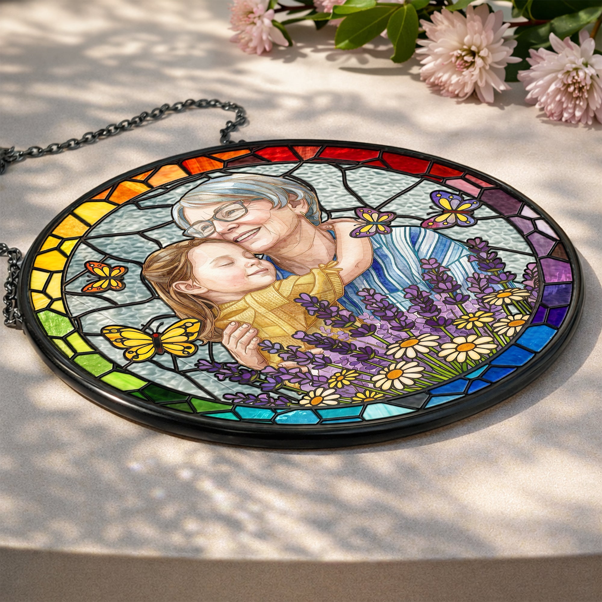 Mother's Day Gifts, Custom Photo Portrait Stained Glass Gift For Mom, Wife, Grandma - Personalized Window Hanging Suncatcher
