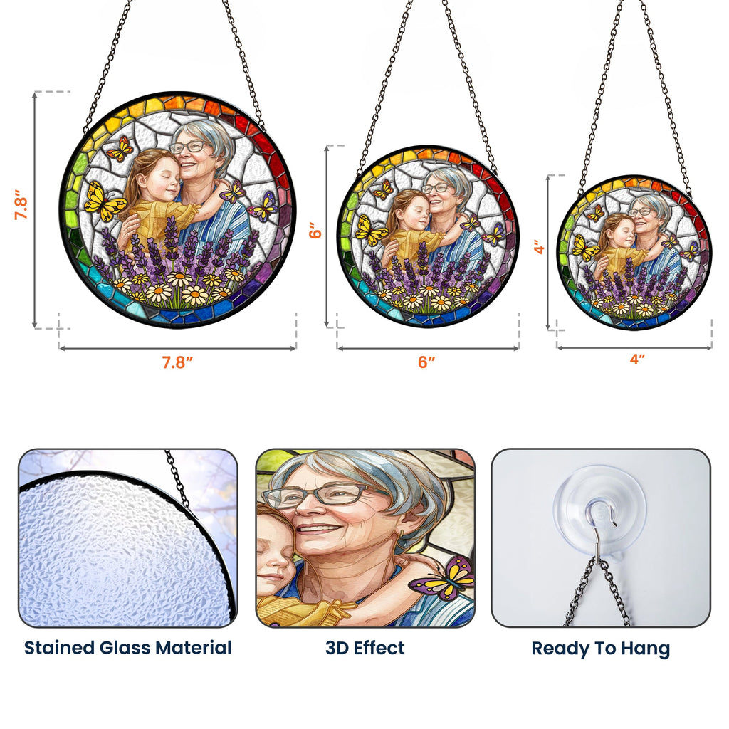 Mother's Day Gifts, Custom Photo Portrait Stained Glass Gift For Mom, Wife, Grandma - Personalized Window Hanging Suncatcher