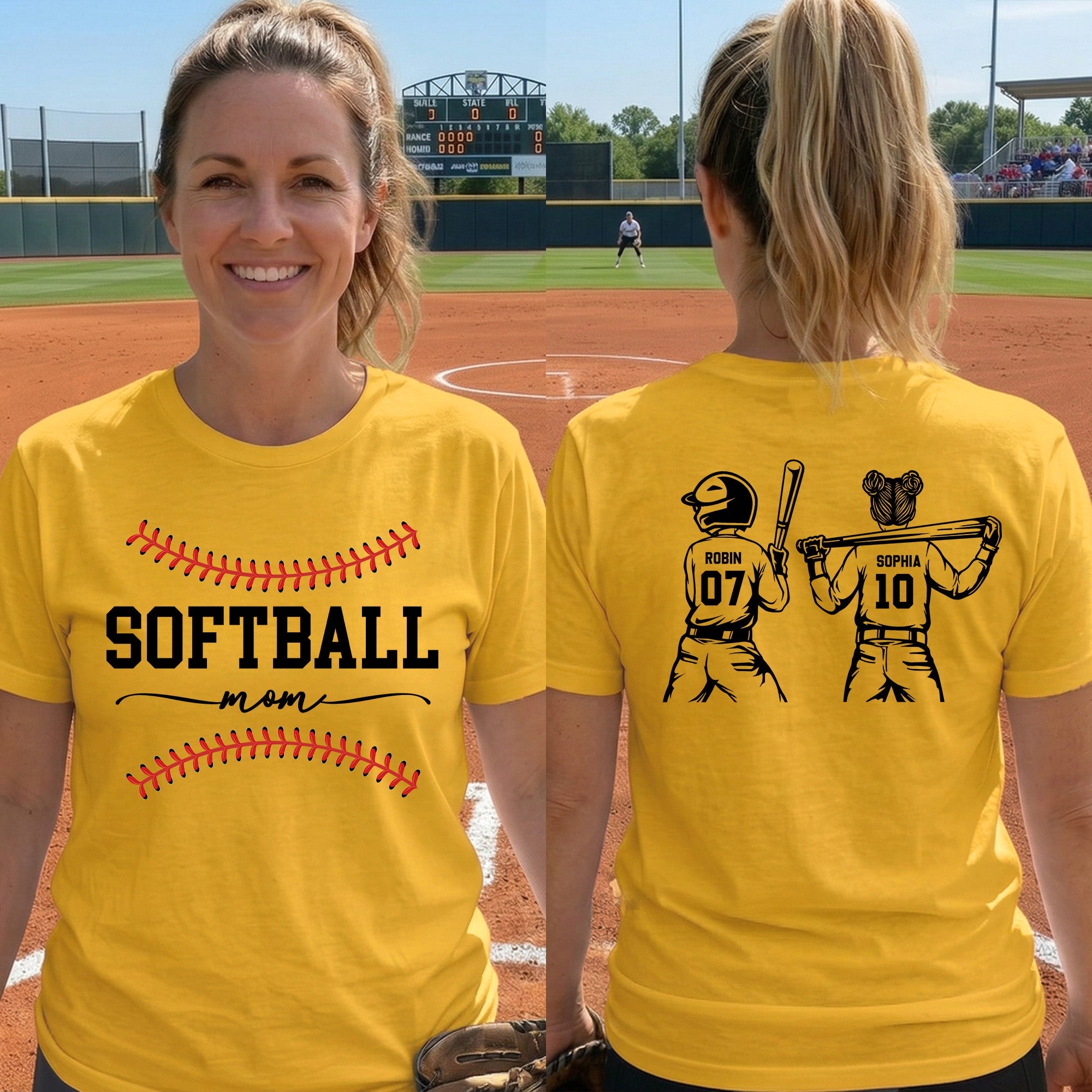 Mother's Day Gifts, Custom Softball Mom, Grandma - Personalized Shirt