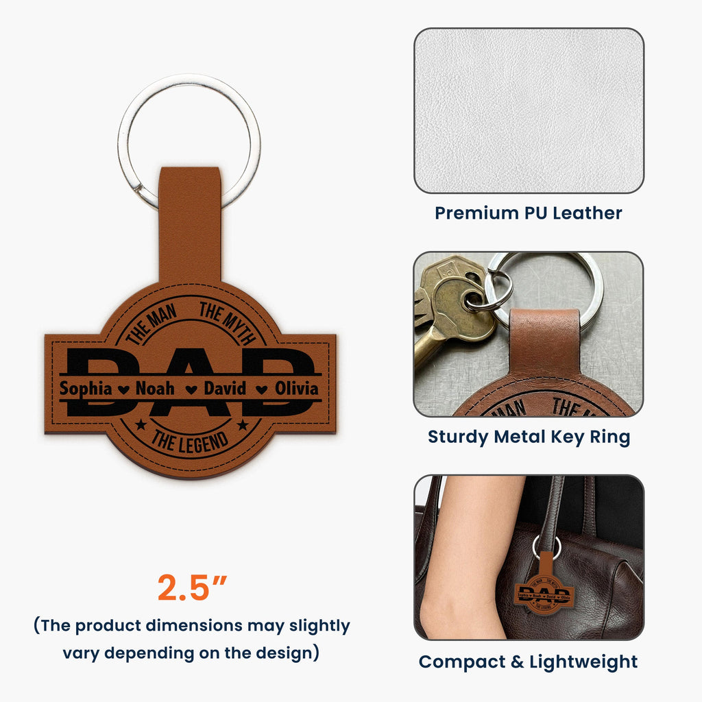 Father's Day Gifts, Dad, Papa, Grandpa, Pop The Man, The Myth, The Legend With Kid's Names - Personalized Keychain