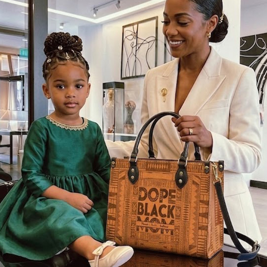 Mother's Day Gifts, Dope Black Mom, Dope Mom - Custom With Kids' Names - Personalized Leather Bag