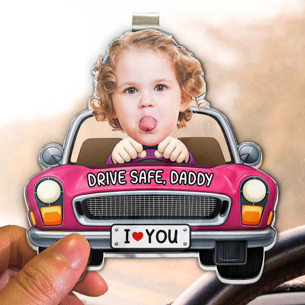 Mother's Day Gifts, Father's Day Gifts, Drive Safe, Daddy, Papa, Mommy, Uncle - Upload Cute Kid's Photo - Personalized Acrylic Visor Clip