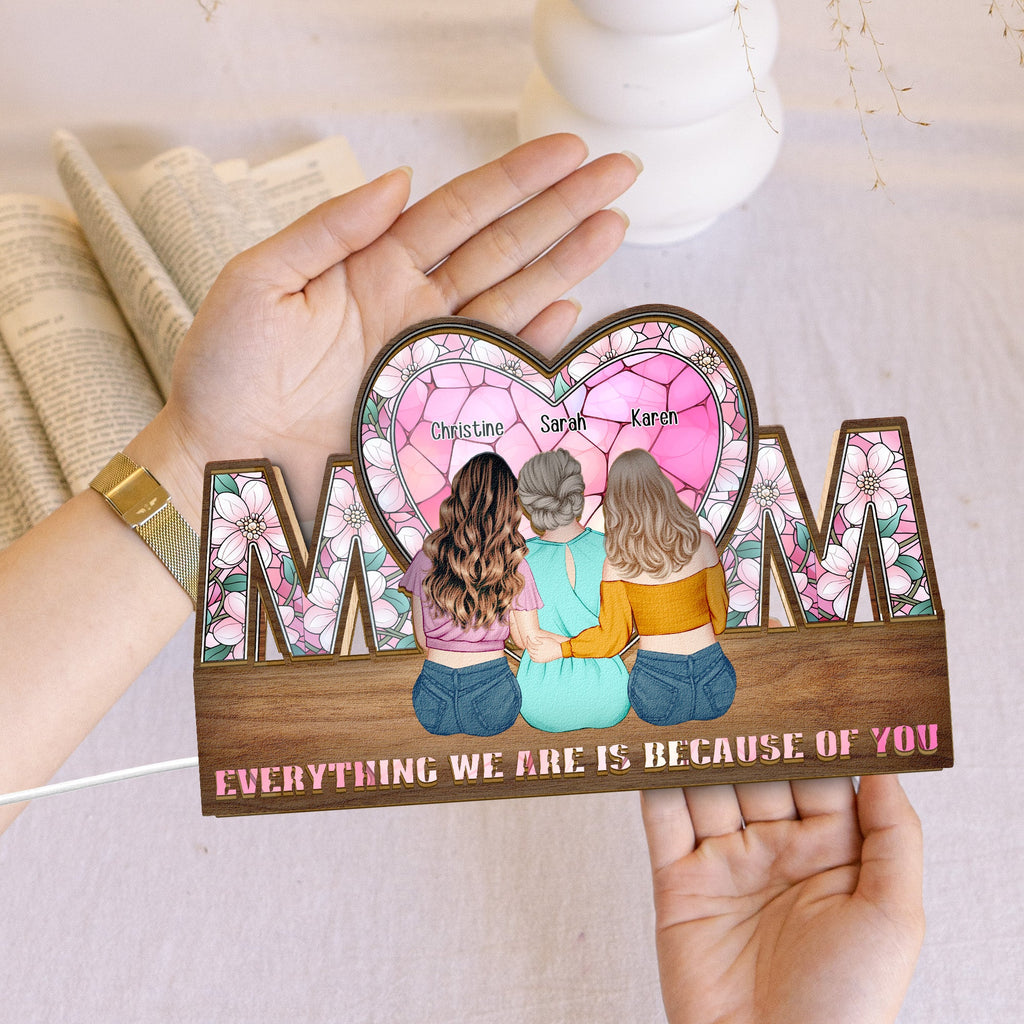 Mother's Day Gifts, Everything We Are Is Because Of You - Personalized Night Light