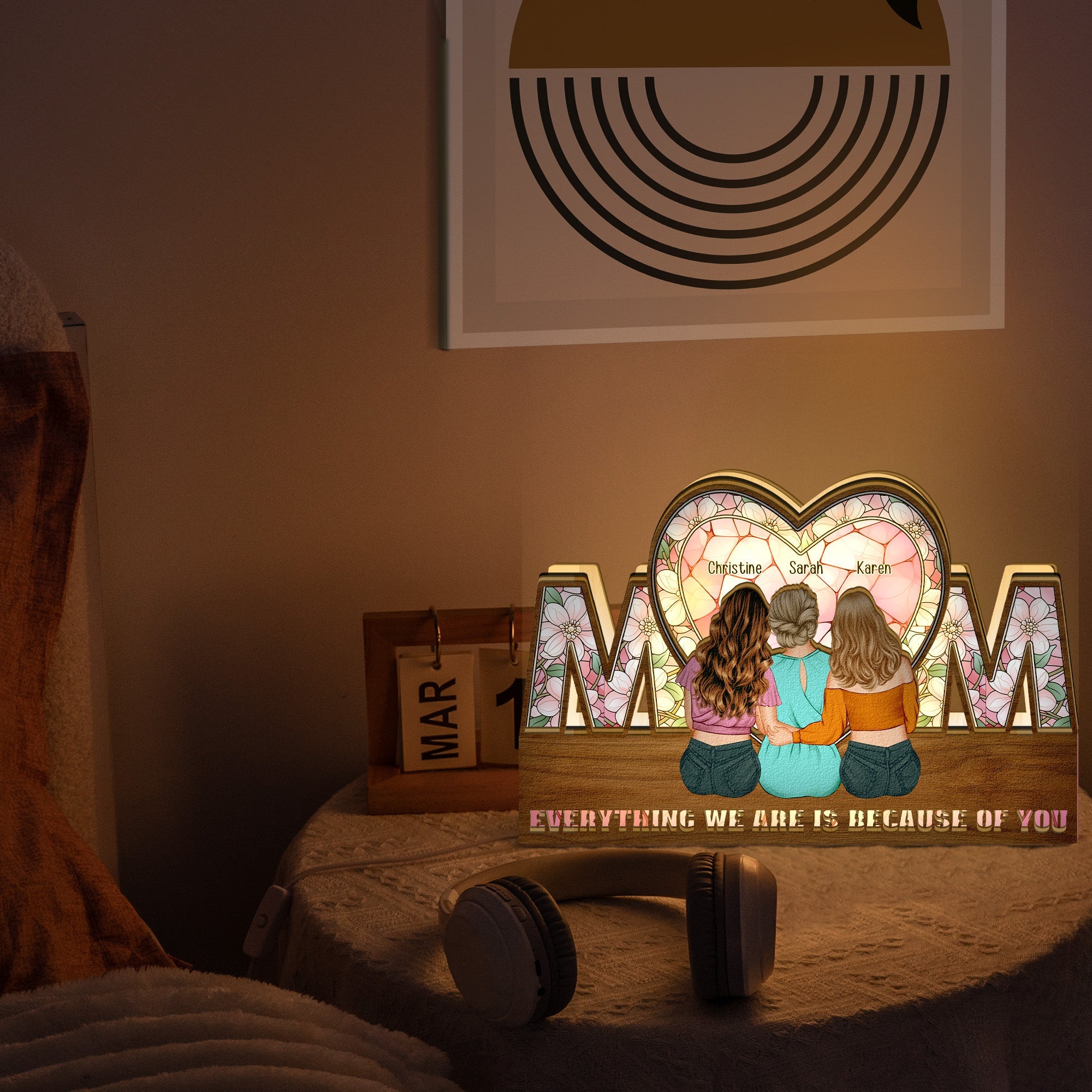 Mother's Day Gifts, Everything We Are Is Because Of You - Personalized Night Light
