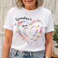 Mother's Day Gifts, First Mom Now Grandma Heart Flower With Kids' Names & Birth Flower - Personalized Shirt