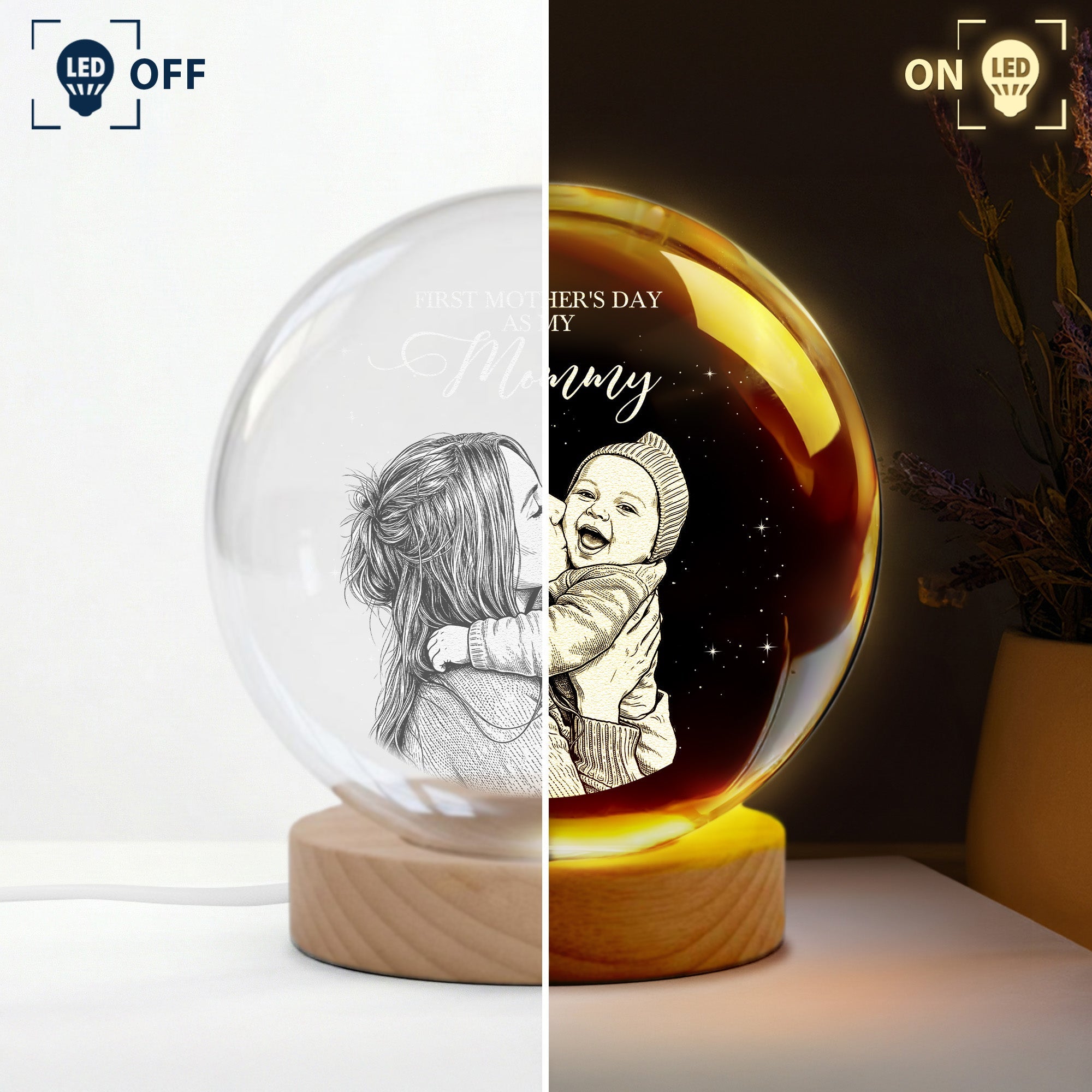 Mother's Day Gifts, First Mother's Day Baby & Mommy - 1st Mother's Day Gift For Her, Daughter, Wife - Personalized Night Light
