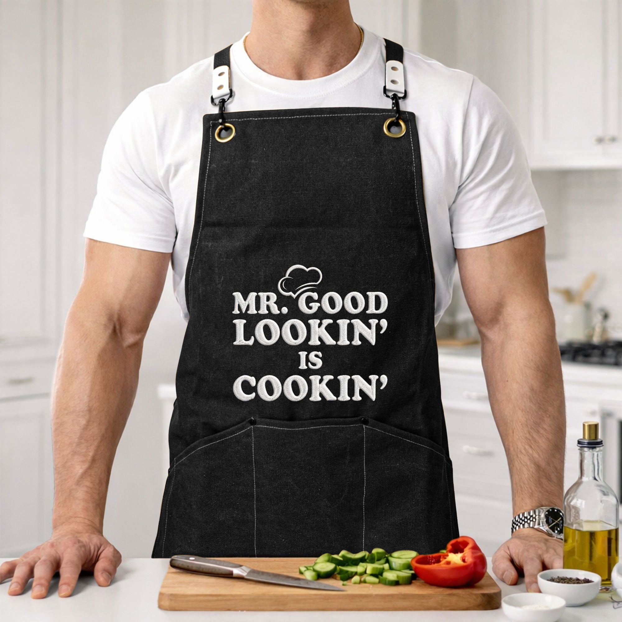 Funny Embroidered Apron For Men Dad, Anniversary, Birthday Gifts - Personalized Apron