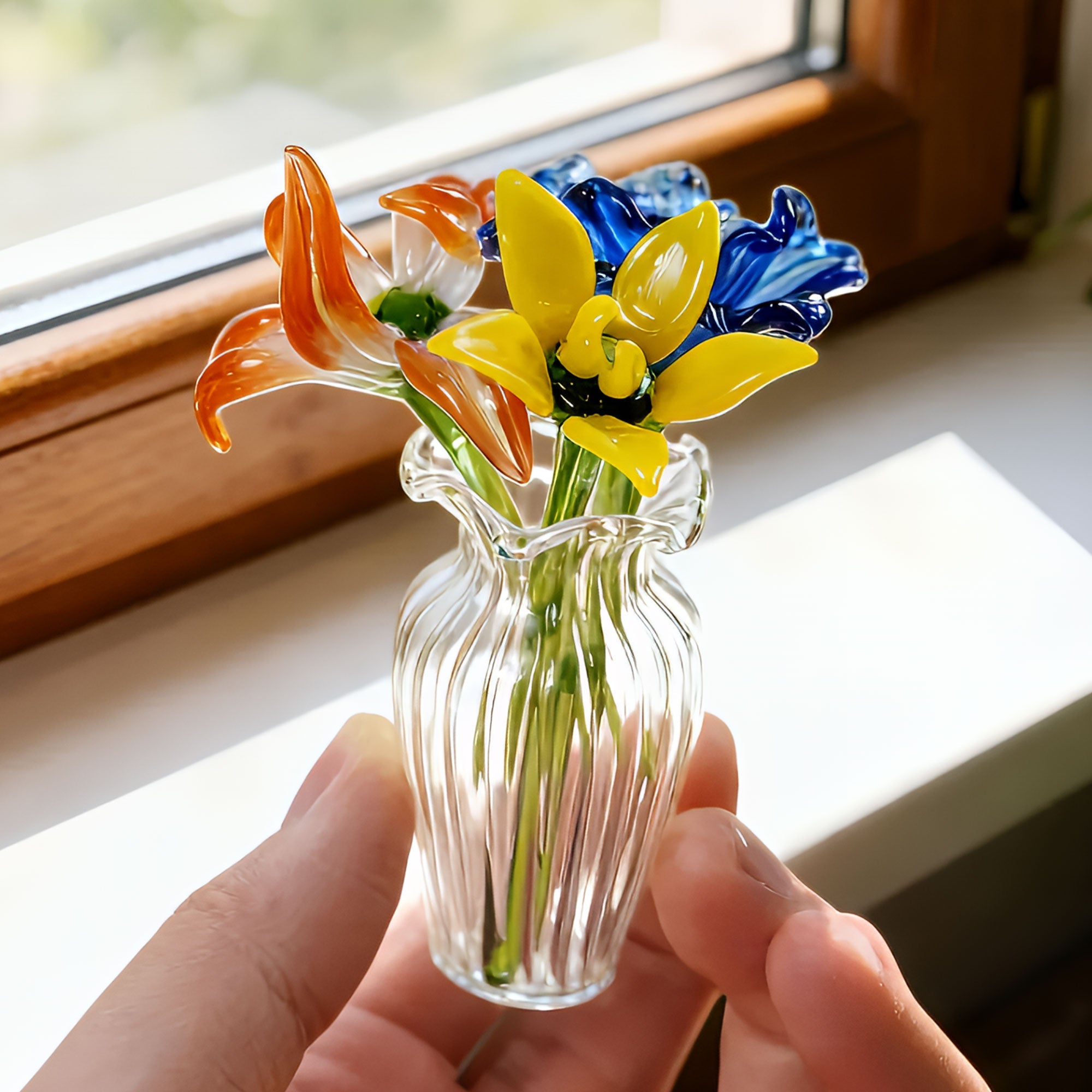 Mother's Day Gifts, Gift For Daughter Granddaughter Sister Gift For New Mom - Personalized Glass Flowers