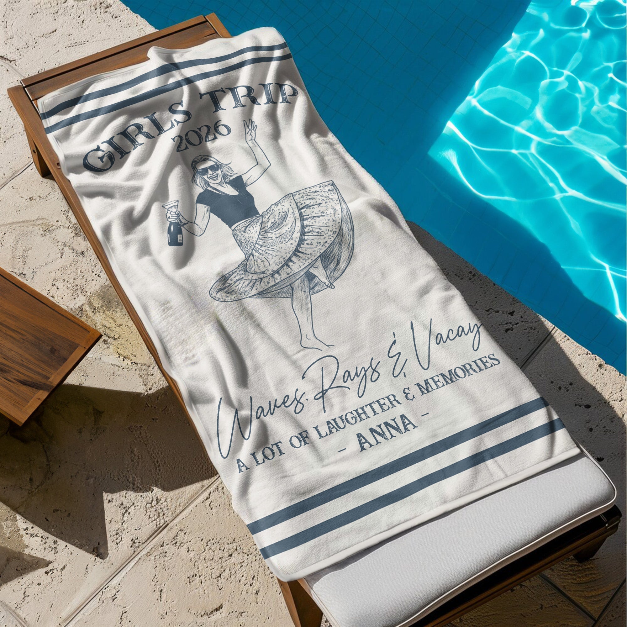 Girls Trip Custom Photo Beach Vacation - Personalized Beach Towel