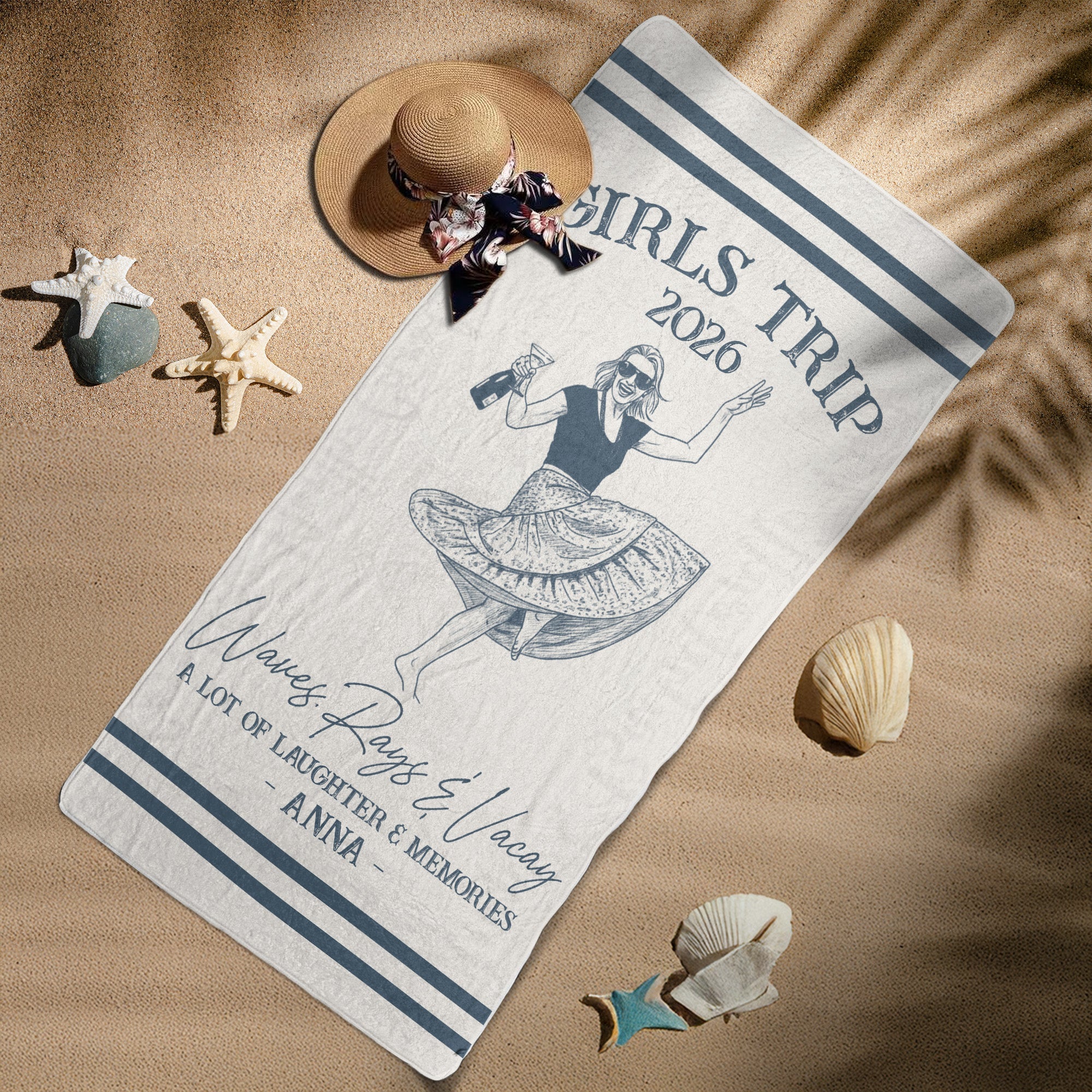 Girls Trip Custom Photo Beach Vacation - Personalized Beach Towel