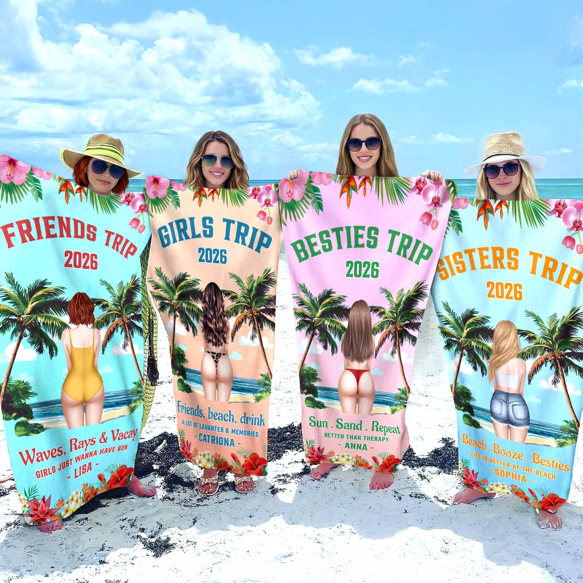 Girls Trip Hot Summer - Personalized Beach Towel