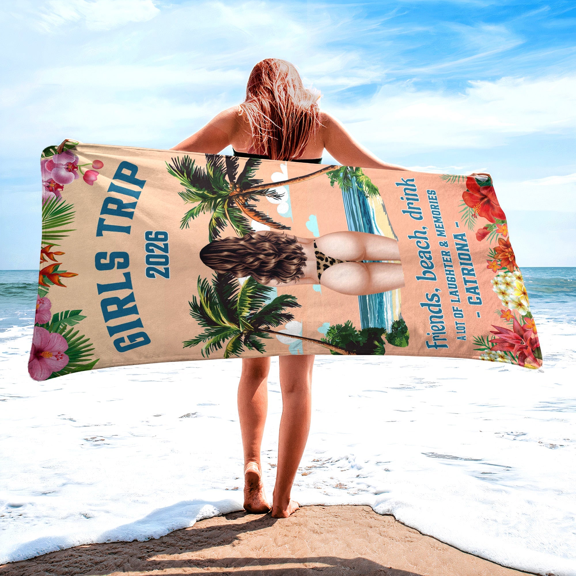 Girls Trip Hot Summer - Personalized Beach Towel