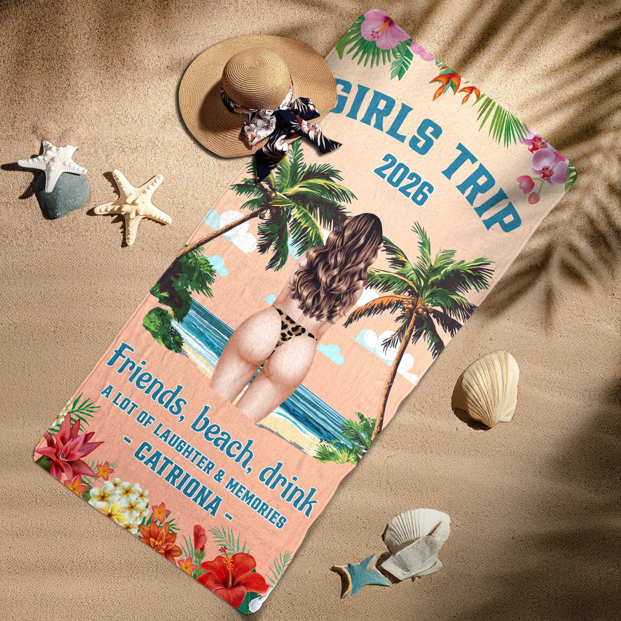 Girls Trip Hot Summer - Personalized Beach Towel