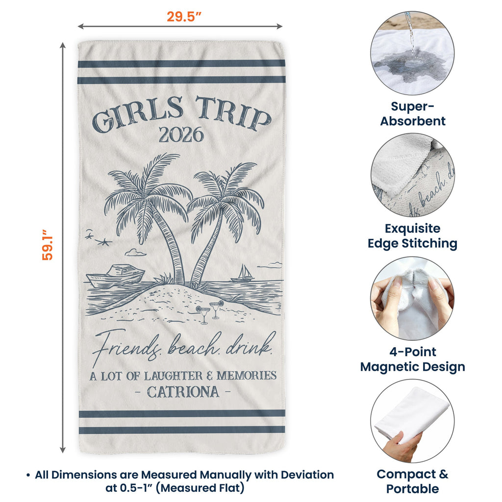 Girls Trip Summer Time In Style - Personalized Beach Towel