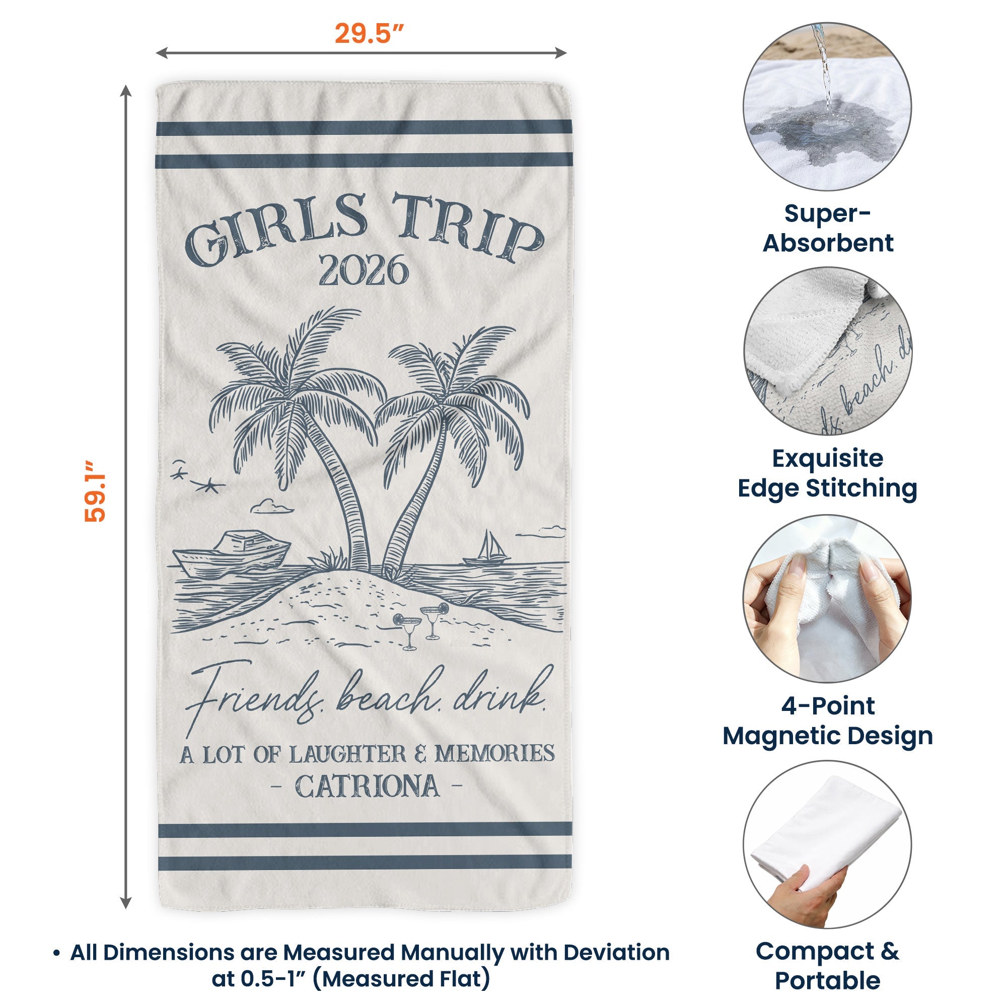 Girls Trip Summer Time In Style - Personalized Beach Towel