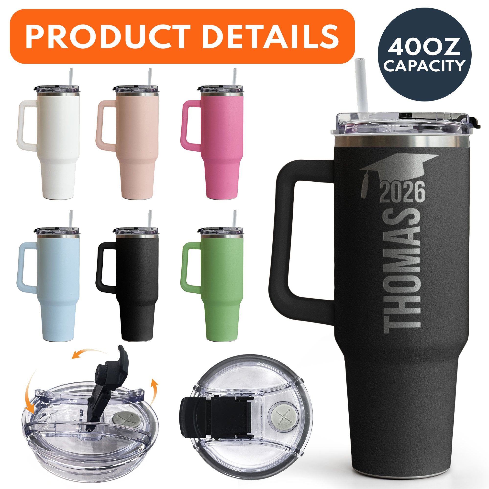 Graduation Gift Custom Name & Year - Personalized 40oz Tumbler