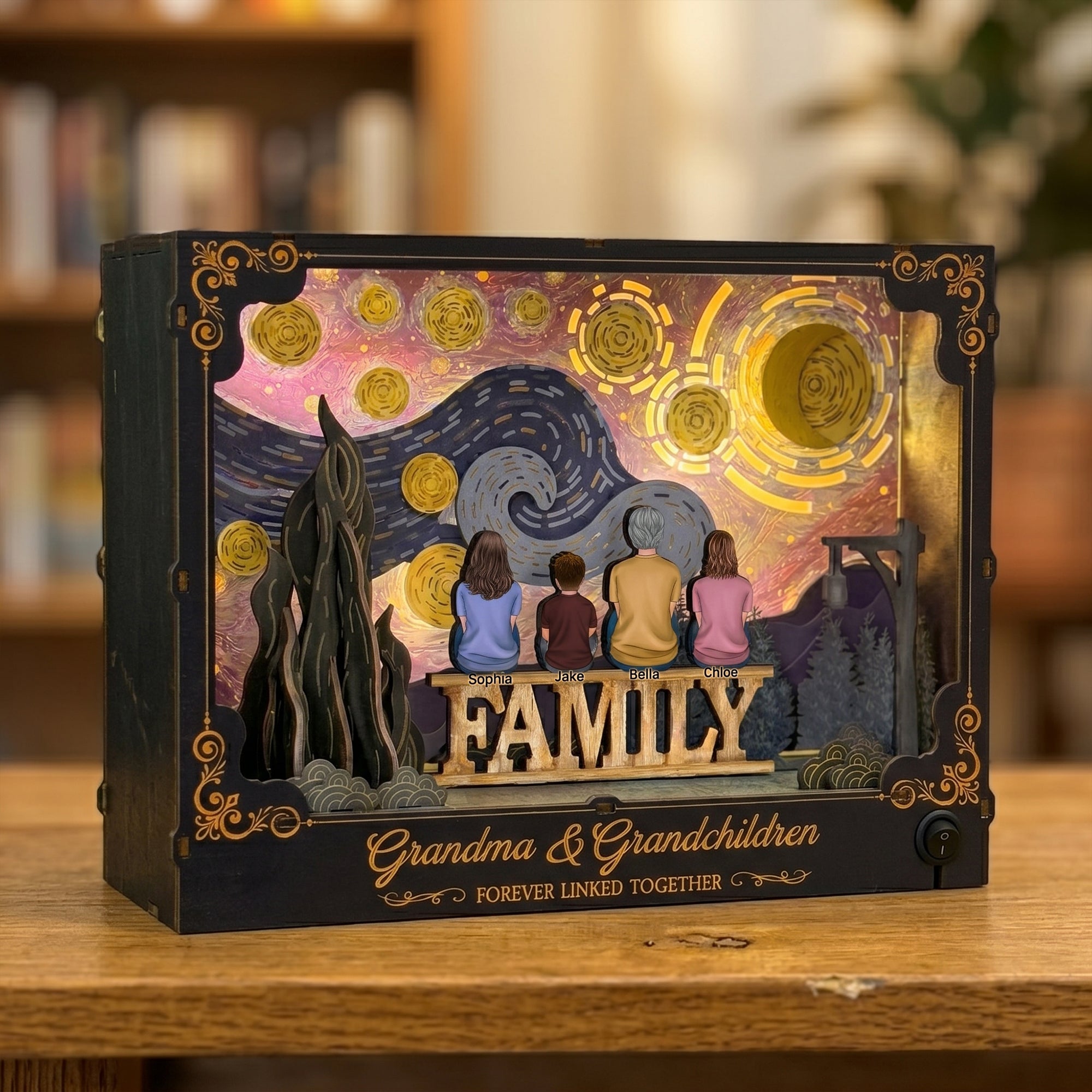 Mother's Day Gifts, Grandma & Grandchildren Forever Linked Together - Personalized DIY Book Nook Kit