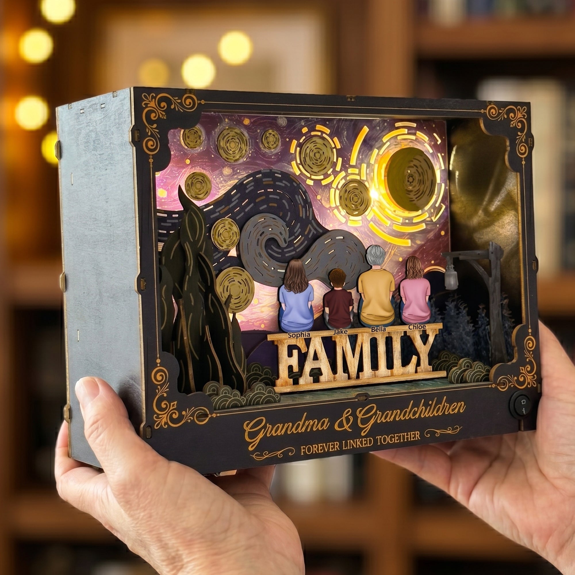 Mother's Day Gifts, Grandma & Grandchildren Forever Linked Together - Personalized DIY Book Nook Kit