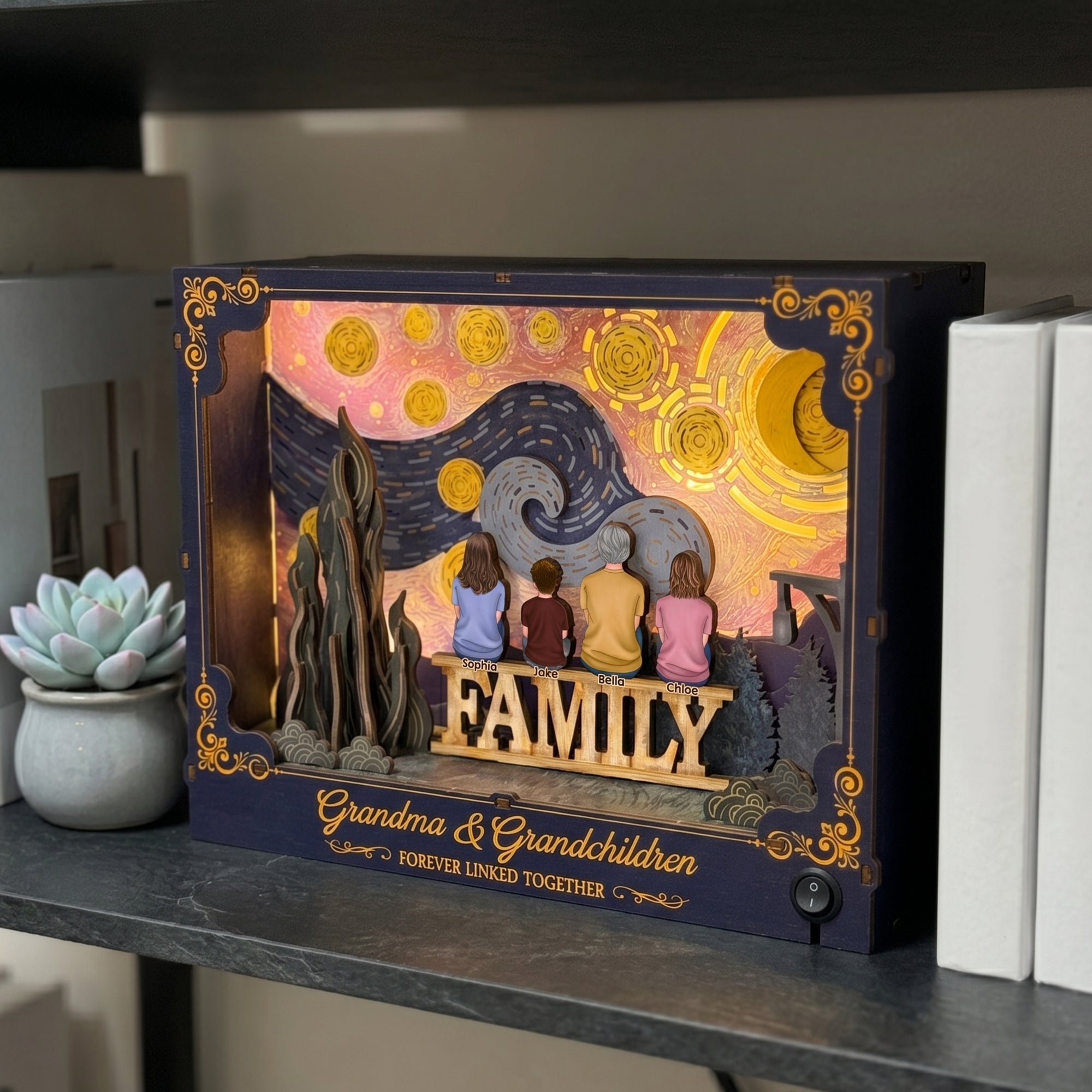 Mother's Day Gifts, Grandma & Grandchildren Forever Linked Together - Personalized DIY Book Nook Kit