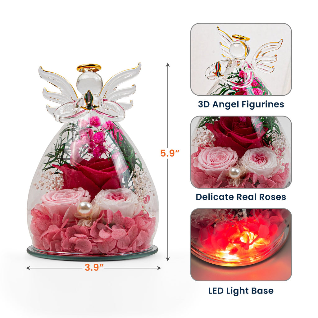 I Have An Angel In Heaven And I Call Her Mom - Personalized Flower In Glass Angel Figurines