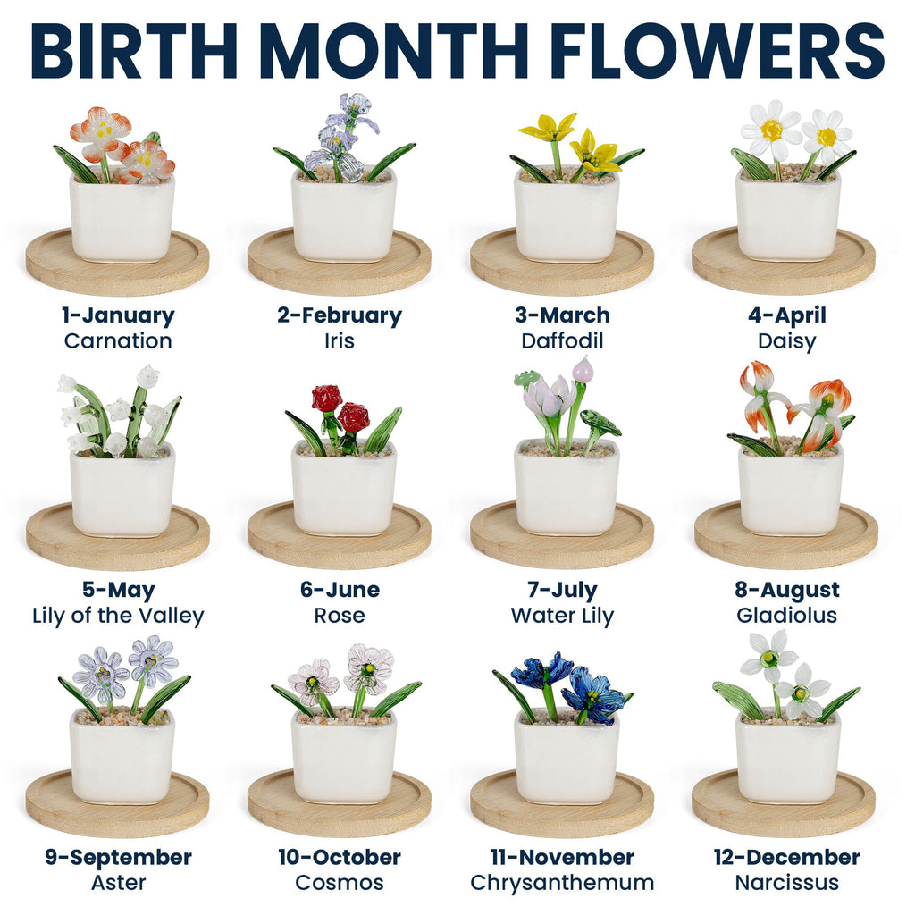 Mother's Day Gifts, If Mom Were Flowers We’d Pick You - Custom Mom's Glass Birth Flower - Personalized Plant Pot